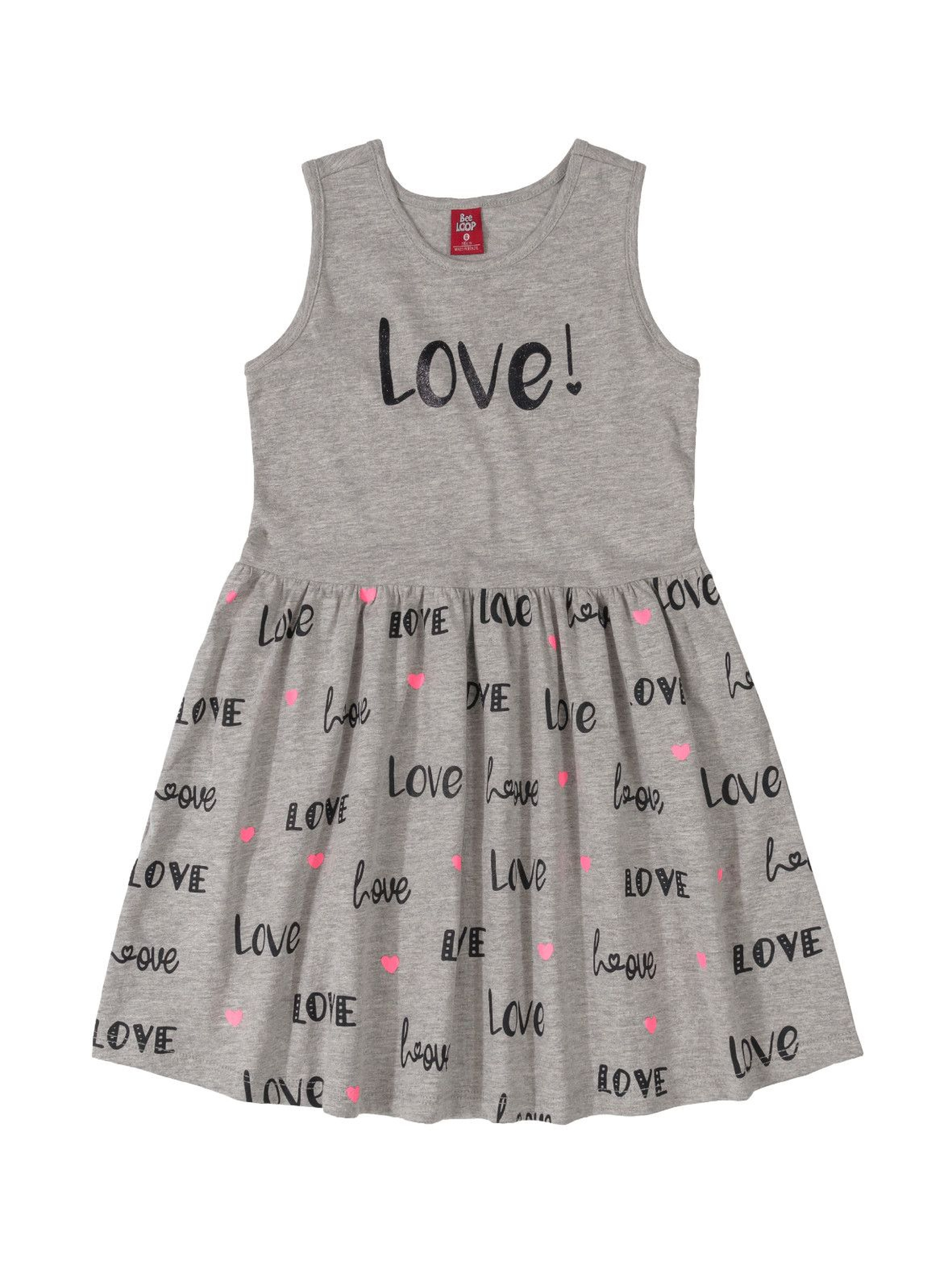 Sukienka dziecięca z napisami Love - szara