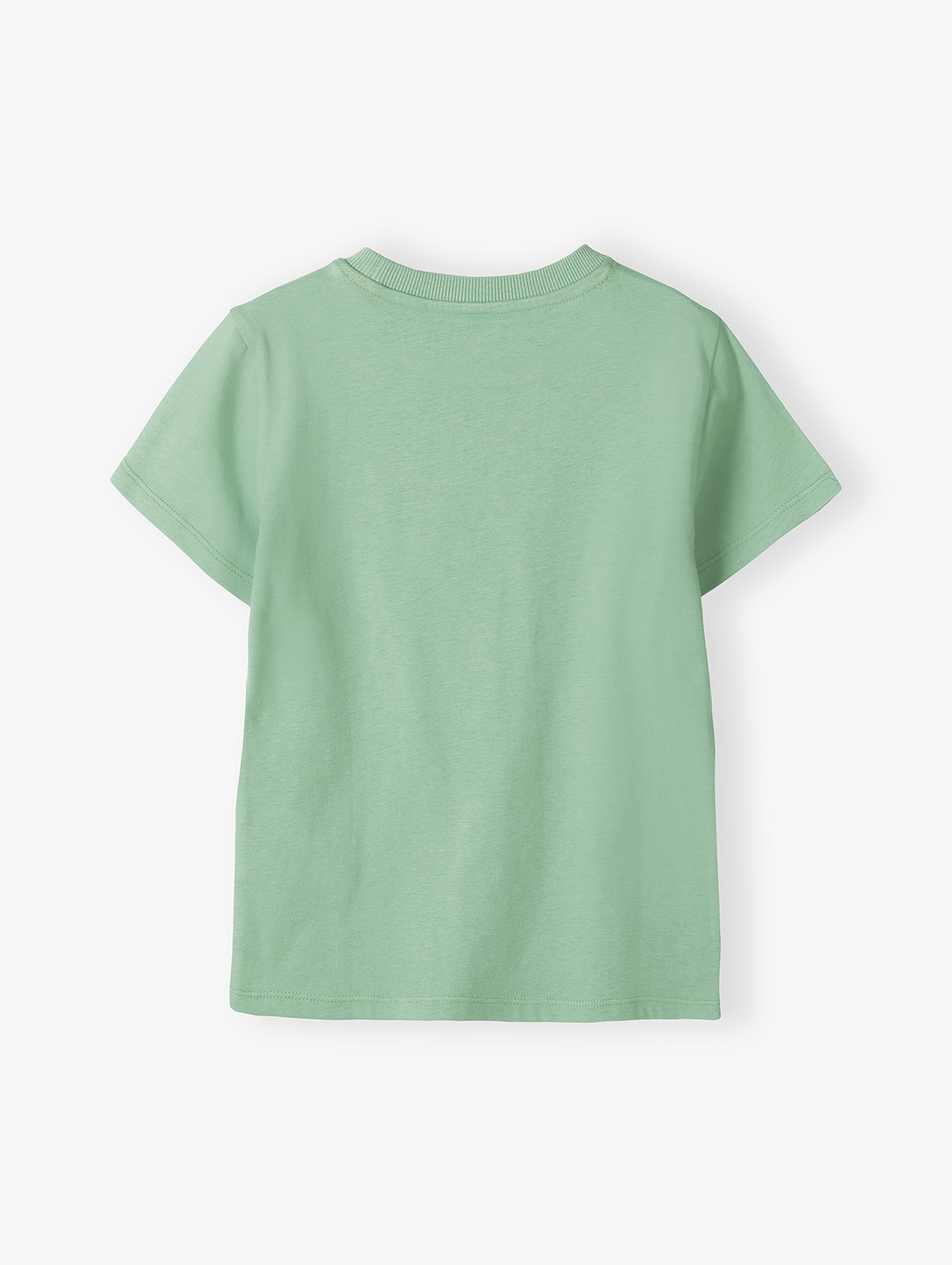 Zielony t-shirt dla chłopca bawełniany z nadrukiem betoniarki