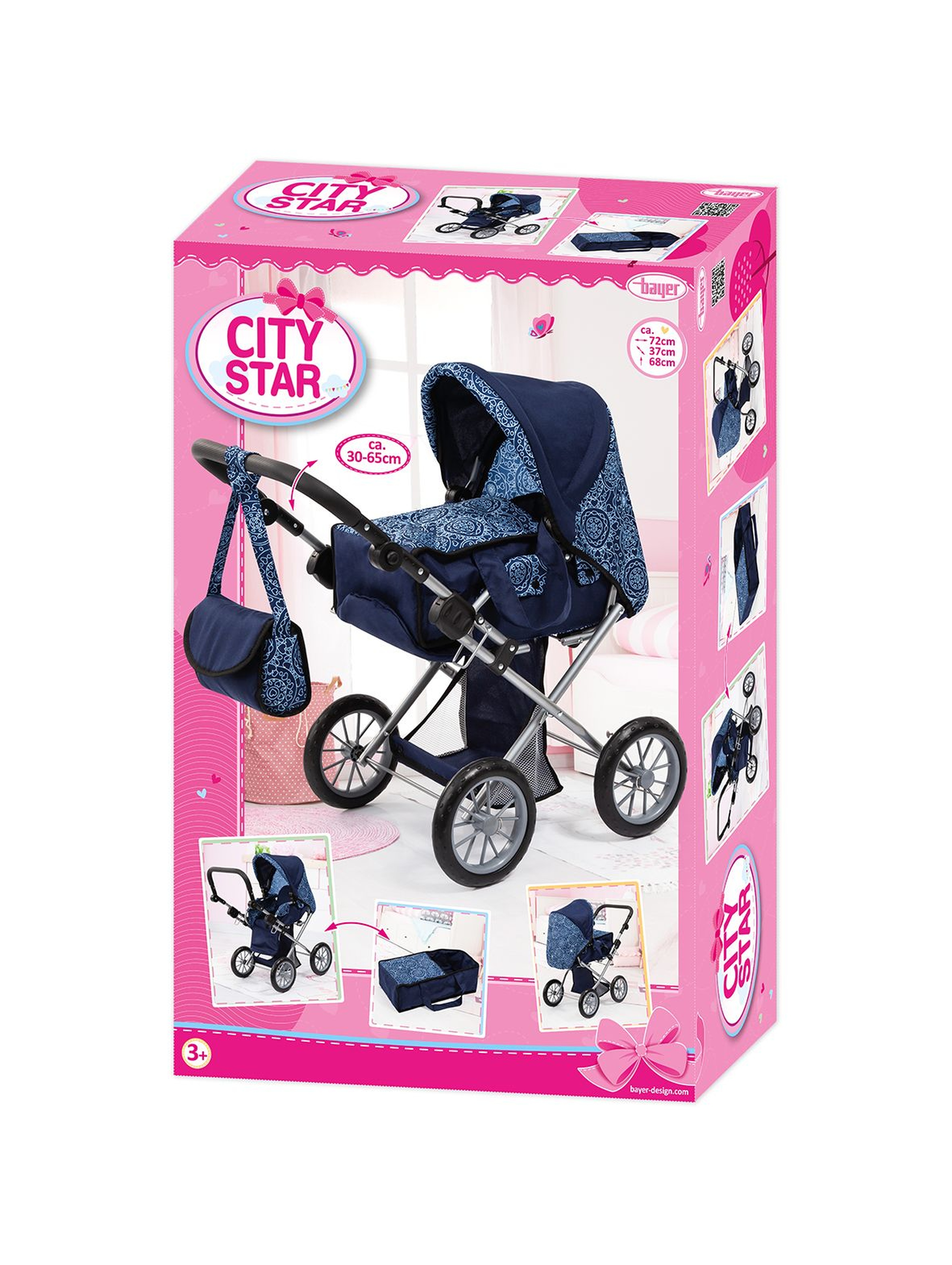 Wózek spacerowy dla lalek City Star - niebieski