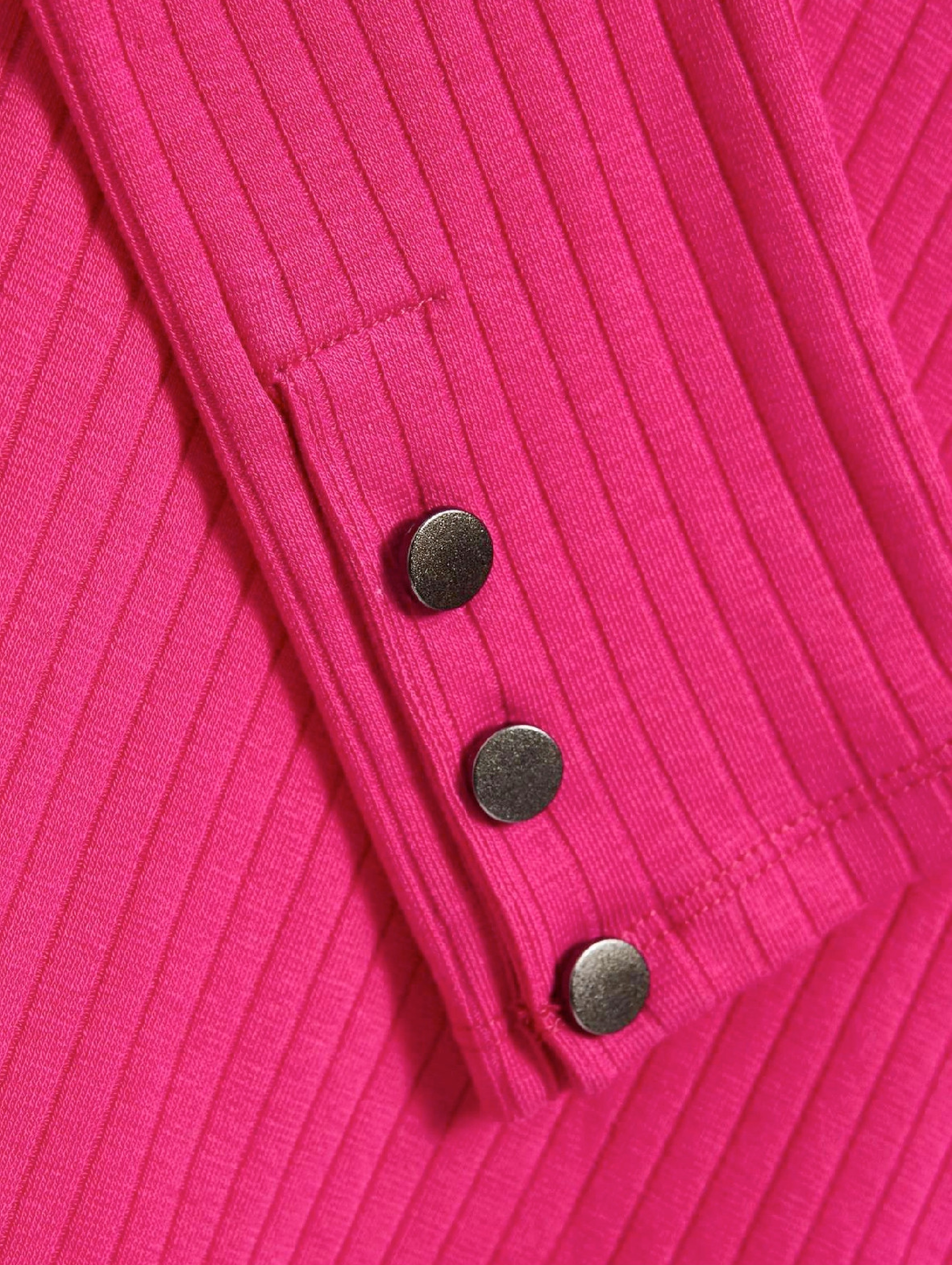 Prążkowana różowa bluzka damska z długim rękawem