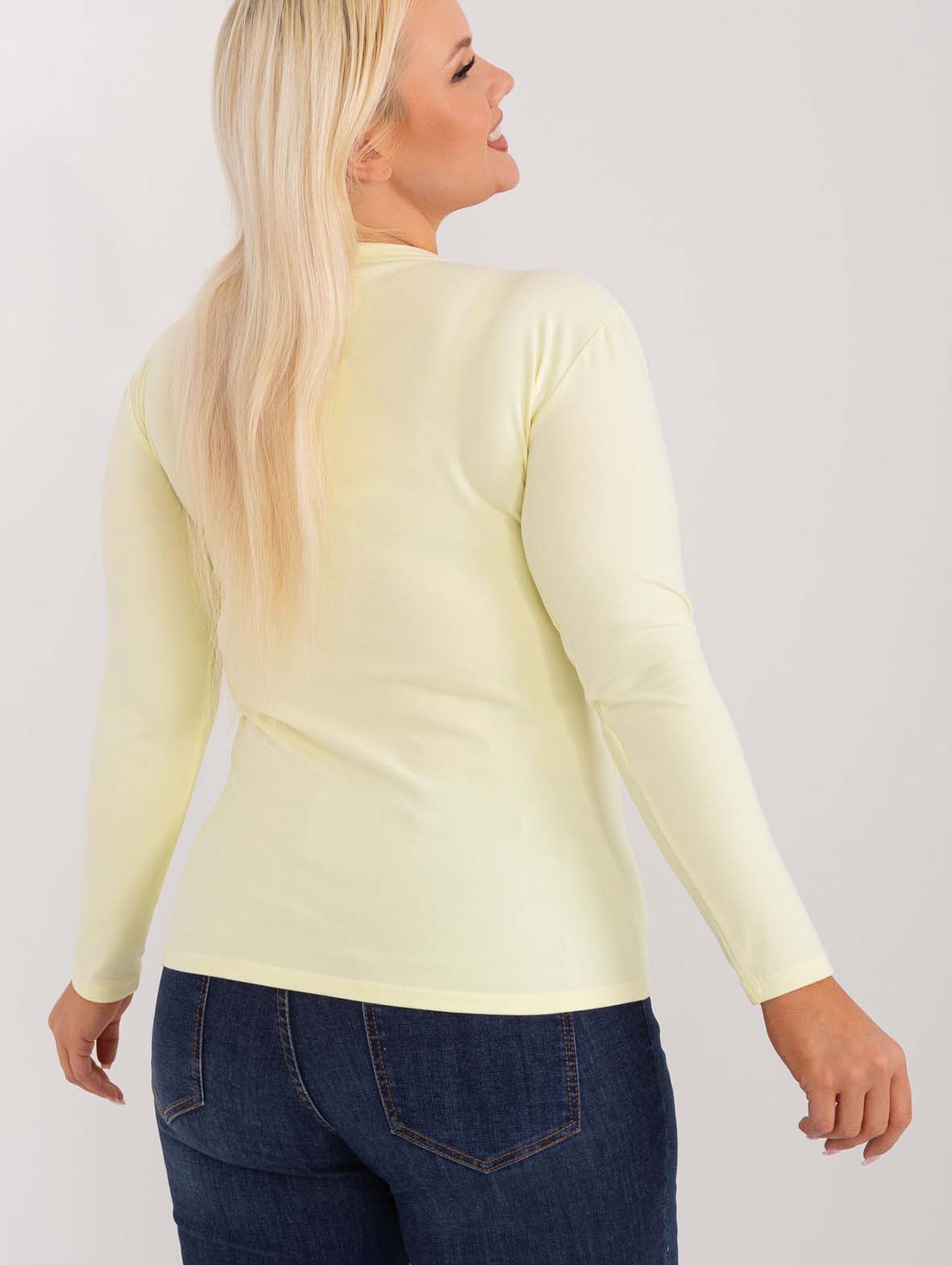 Jasnożółta dopasowana bluzka damska plus size