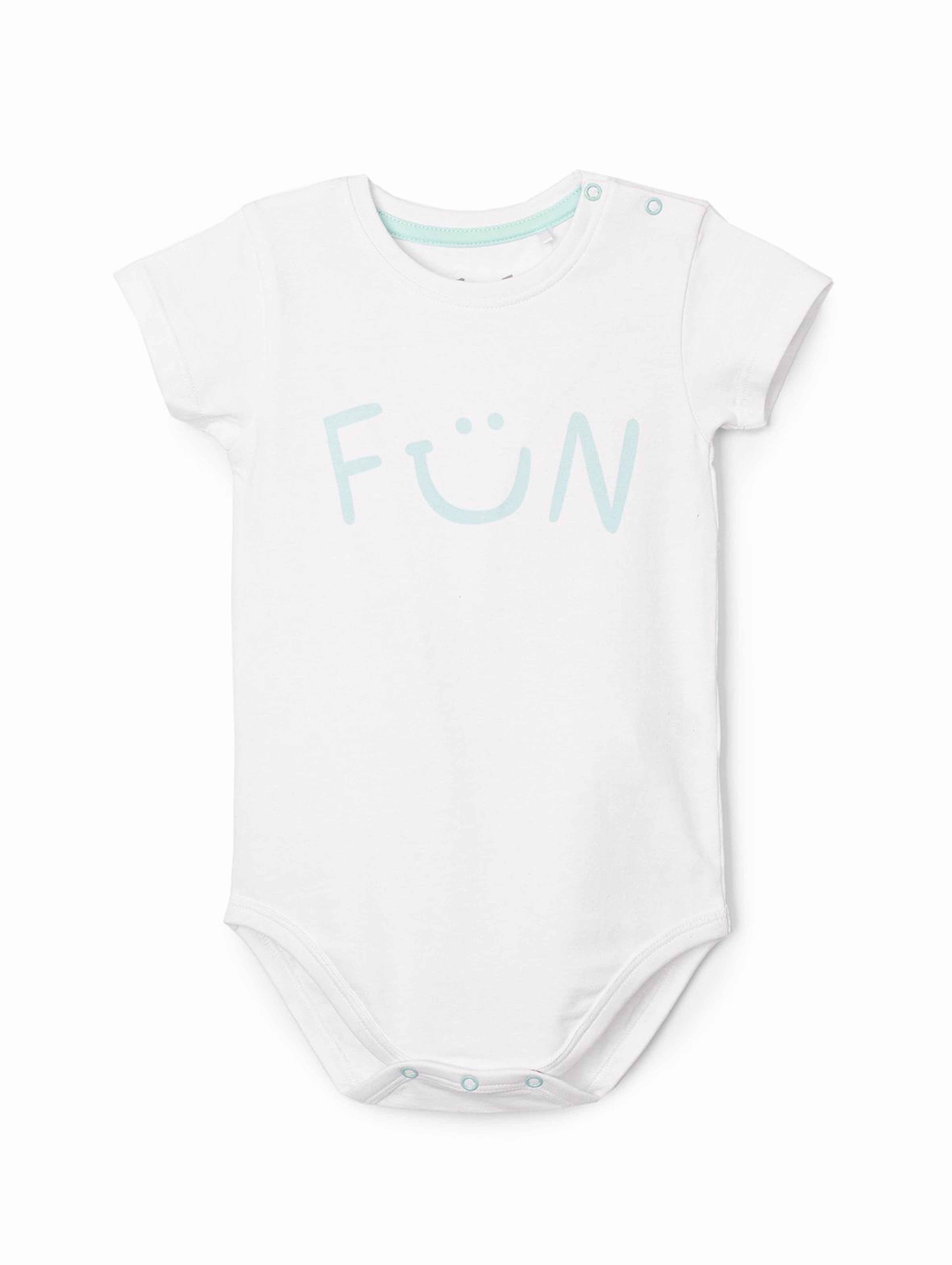 Białe body niemowlęce z napisem- Fun