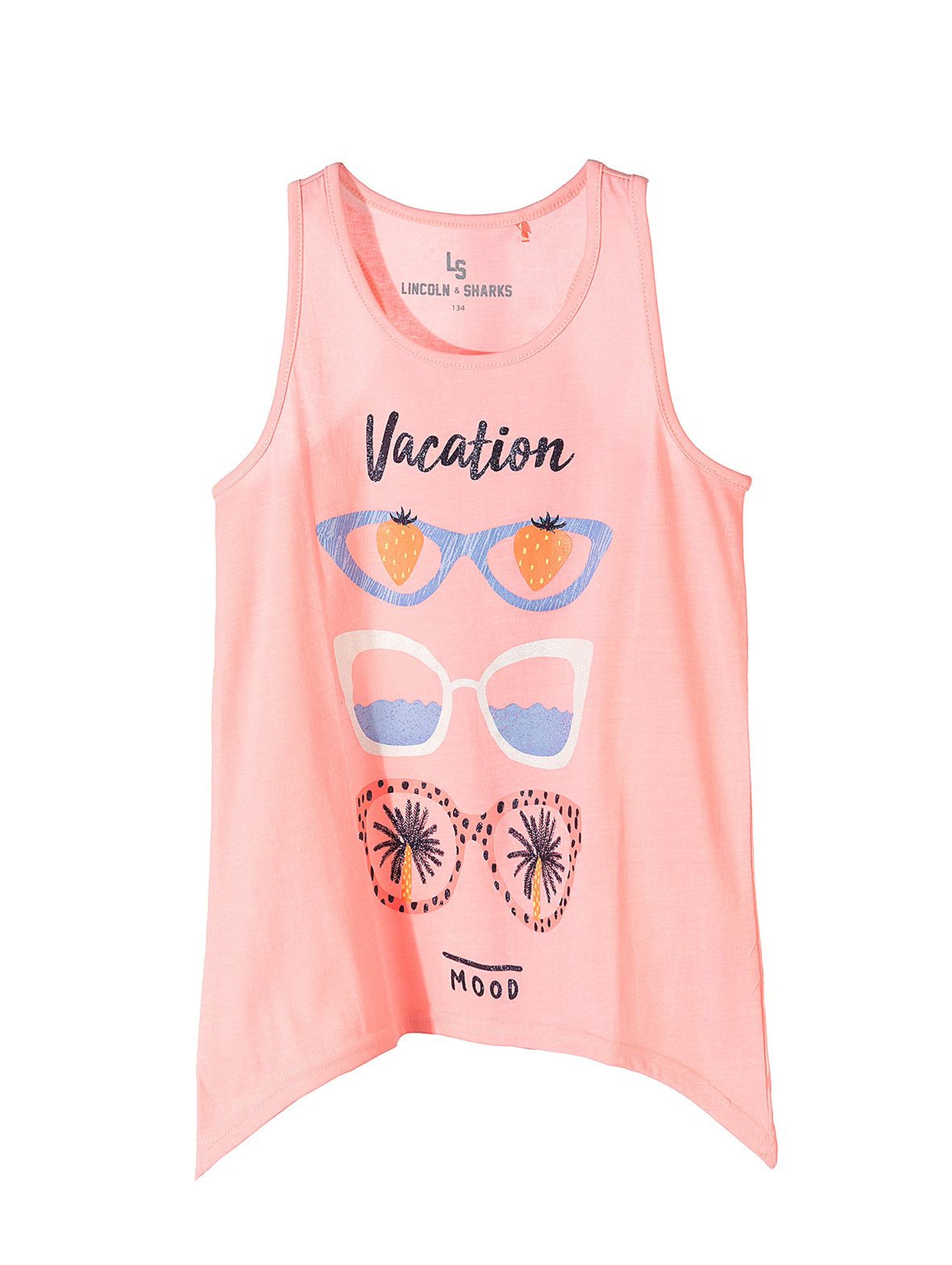 Bluzka na lato dla dziewczynki- różowa w kolorowe okulary