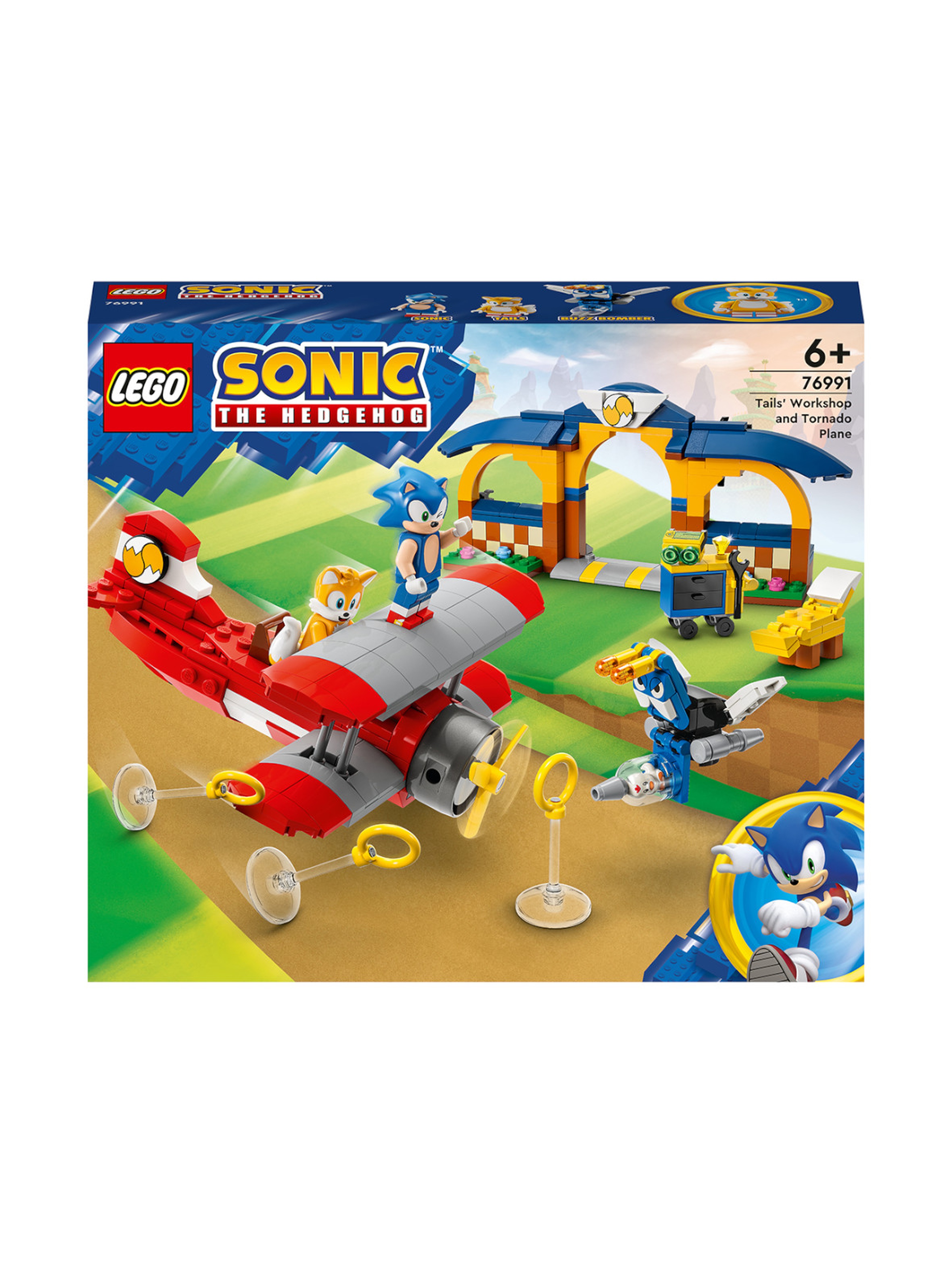 Klocki LEGO Sonic 76991 Tails z warsztatem i samolot Tornado - 376 elementów, wiek 6 +