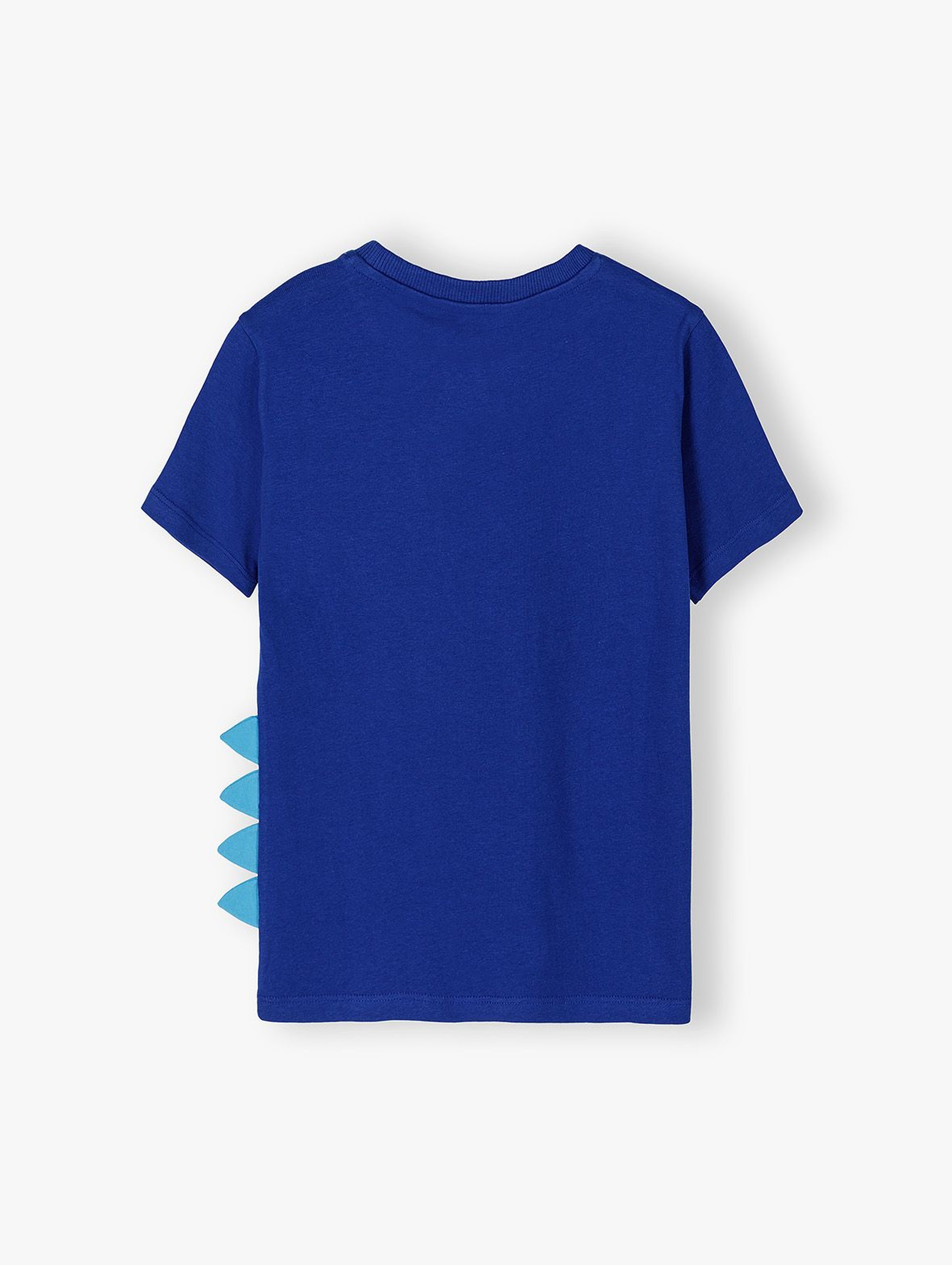 Bawełniany t-shirt chłopięcy z elementem 3D niebieski DINO