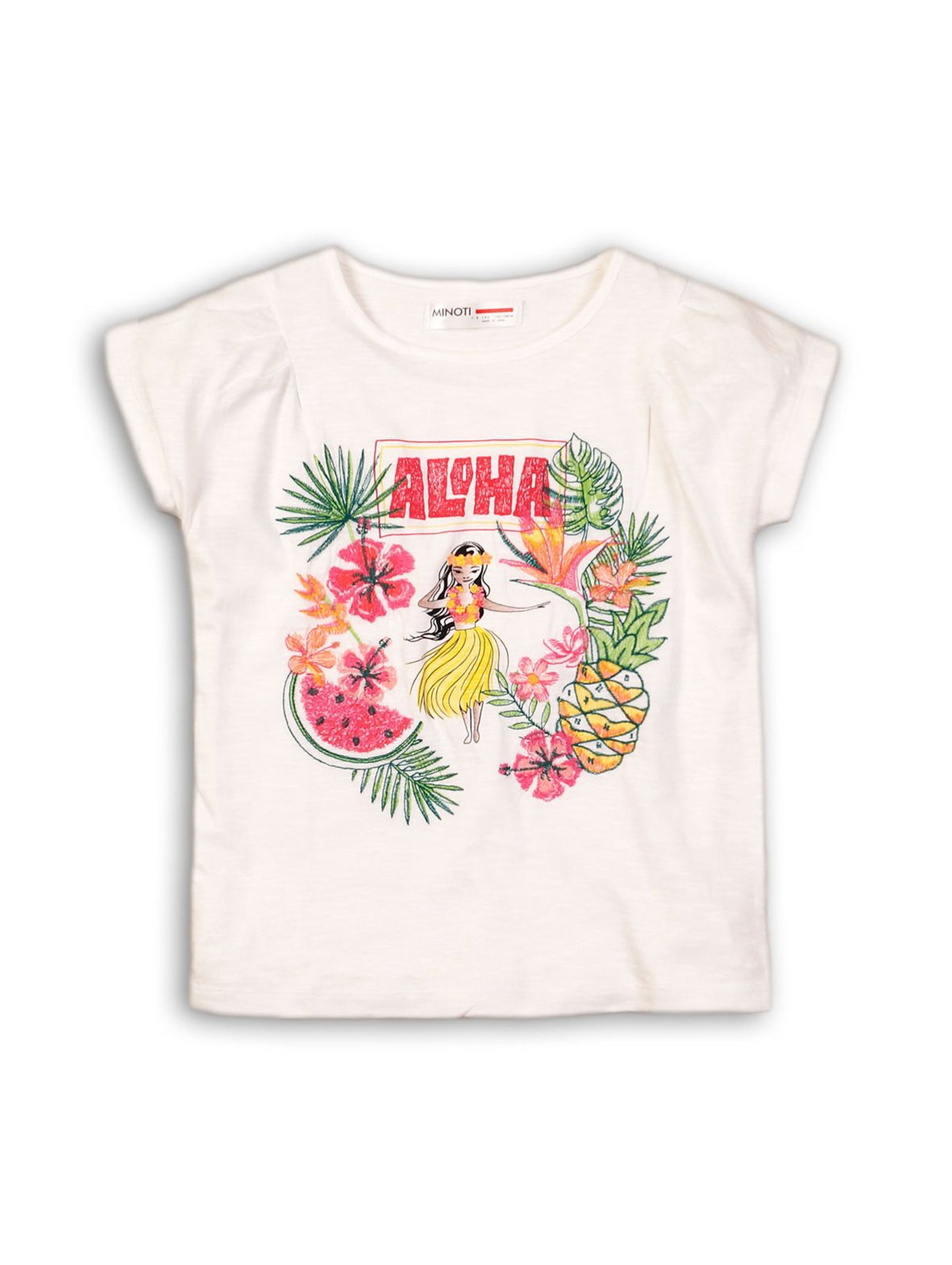 T-shirt z kolorowym nadrukiem Aloha
