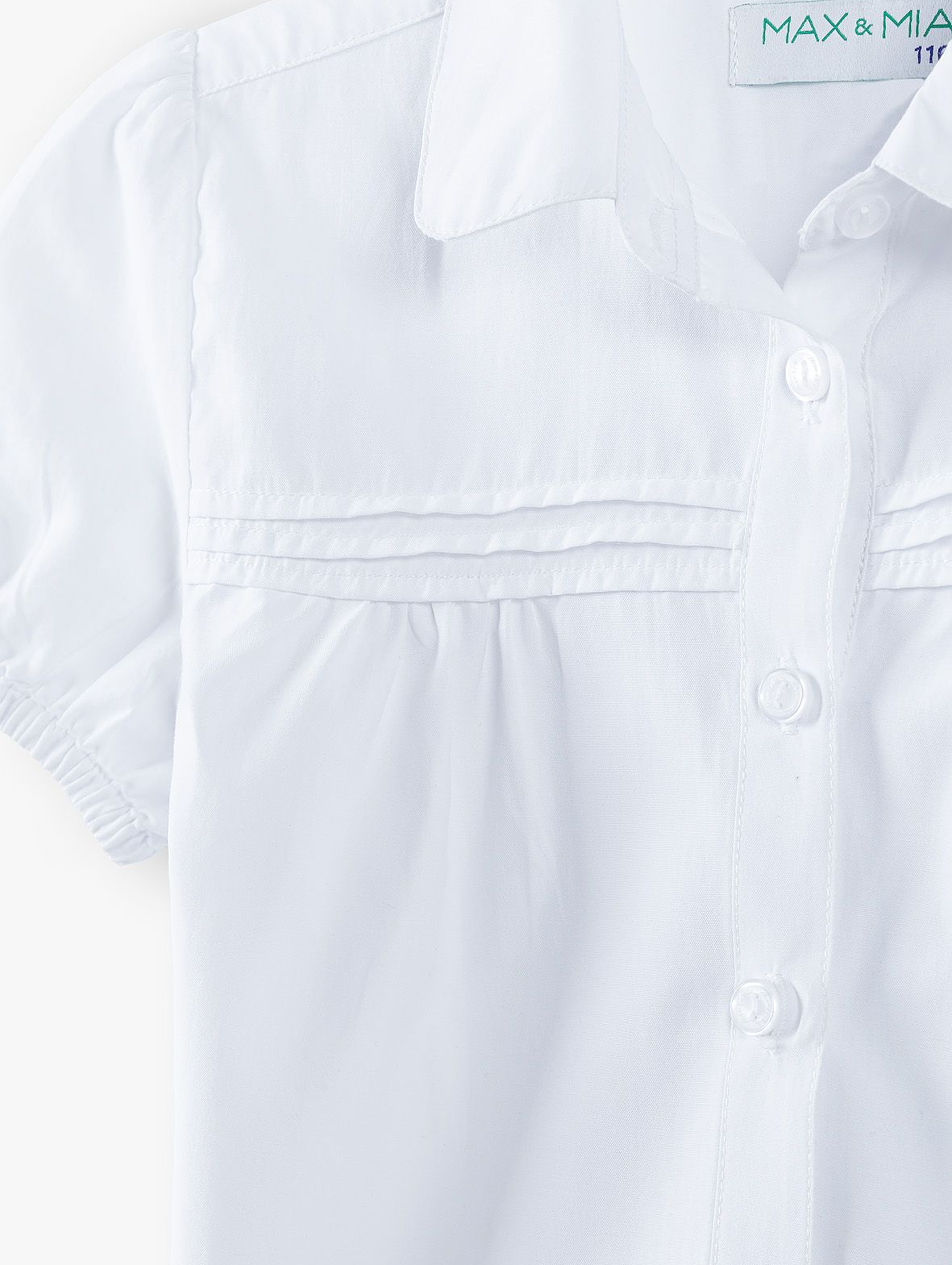 Biała elegancka koszula dziewczęca zapinana na guziki - krótki rękaw