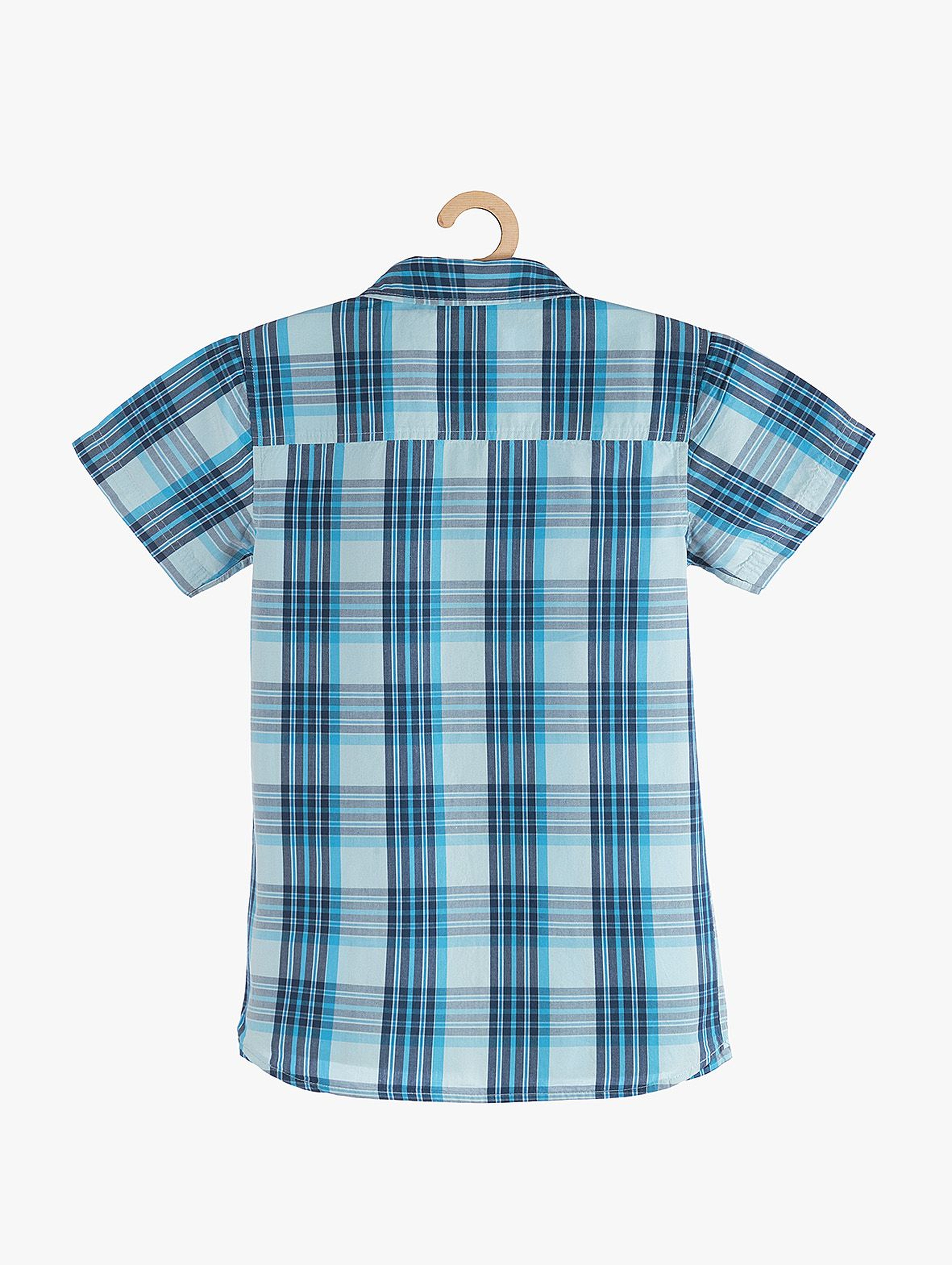 Koszula chłopięca rozpinana w niebieską kratę