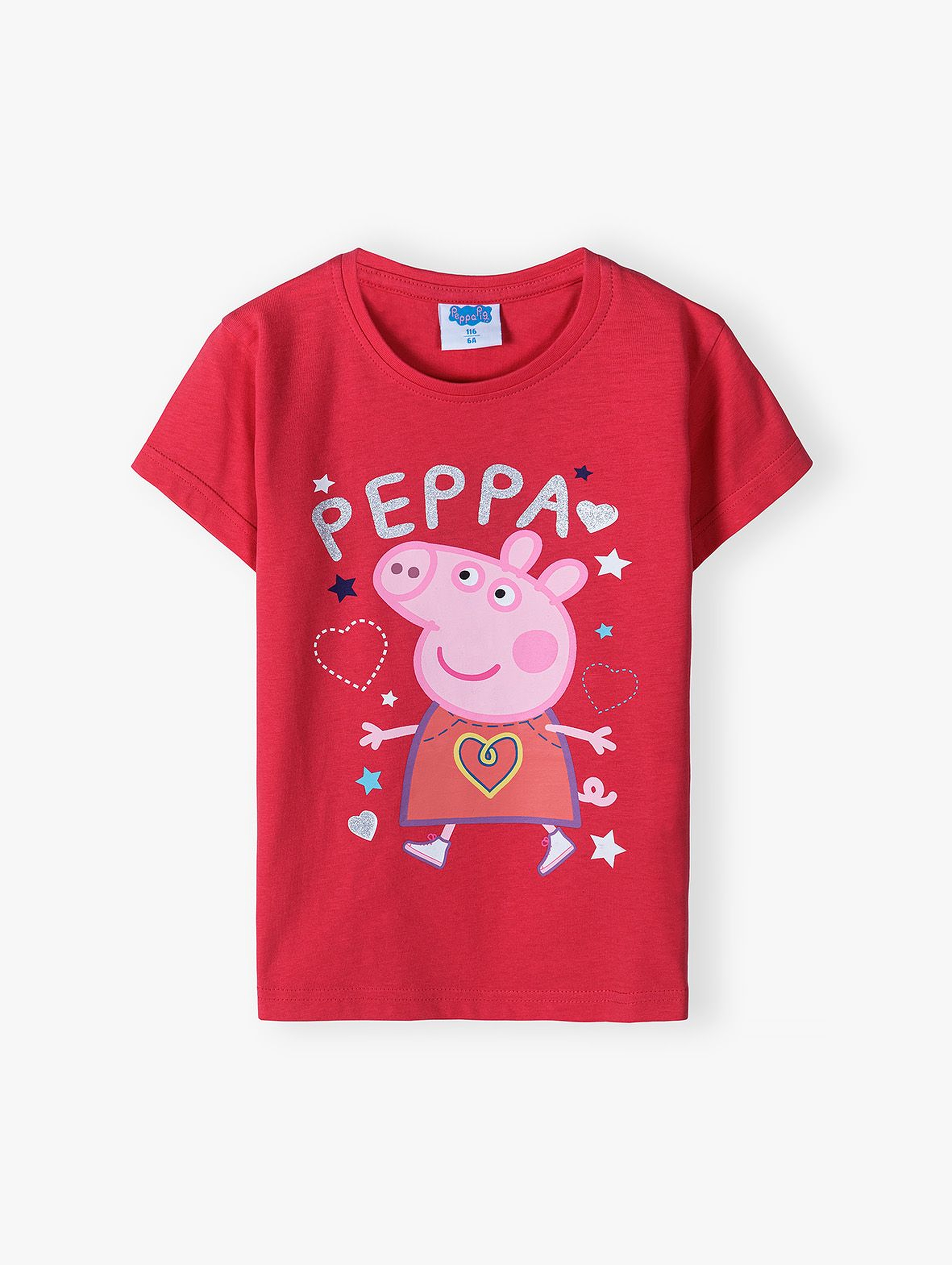 Bawełniany t-shirt dziewczęcy Świnka Peppa różowy