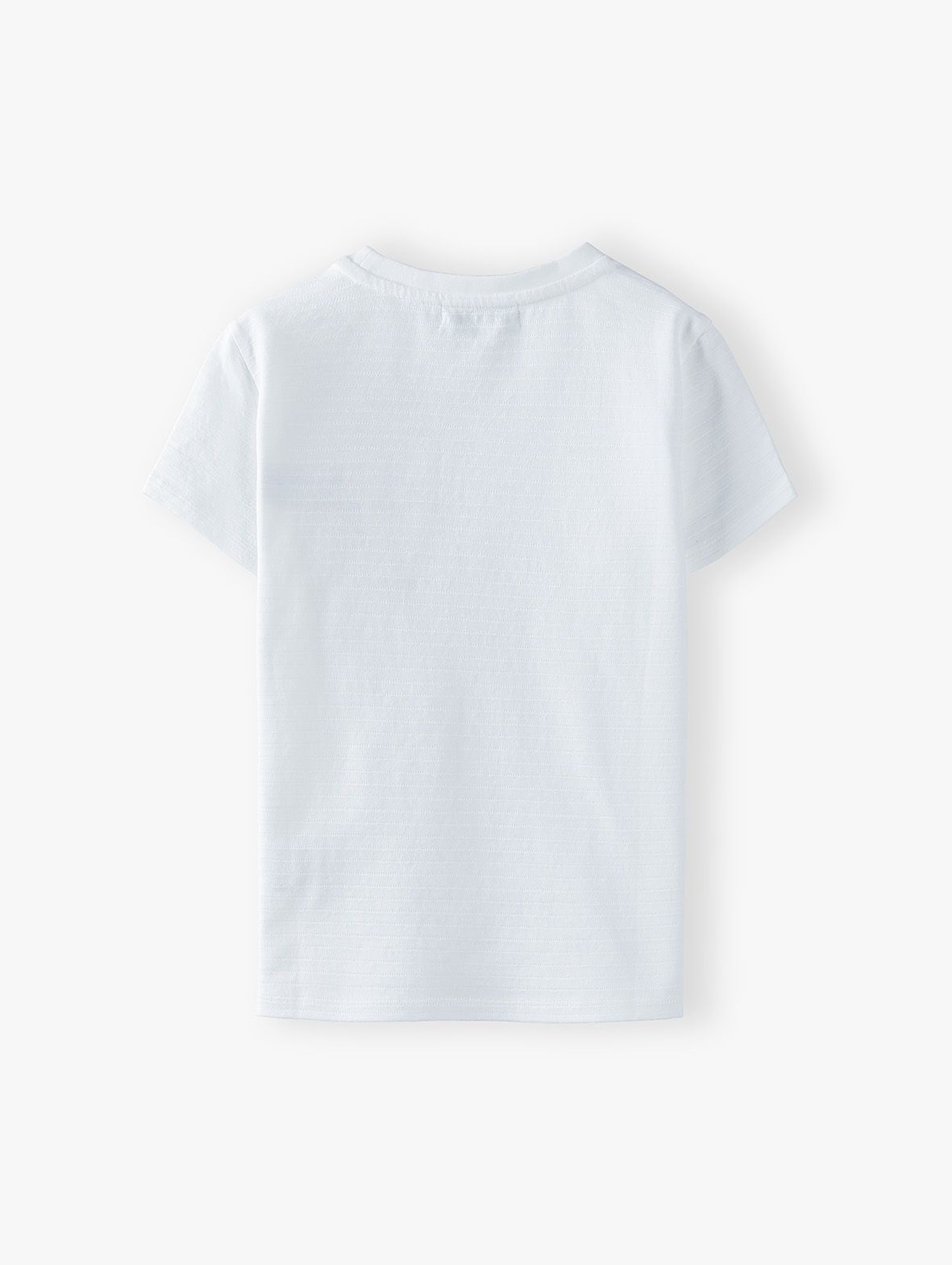 T-shirt chłopięcy bawełniany w paski - biały
