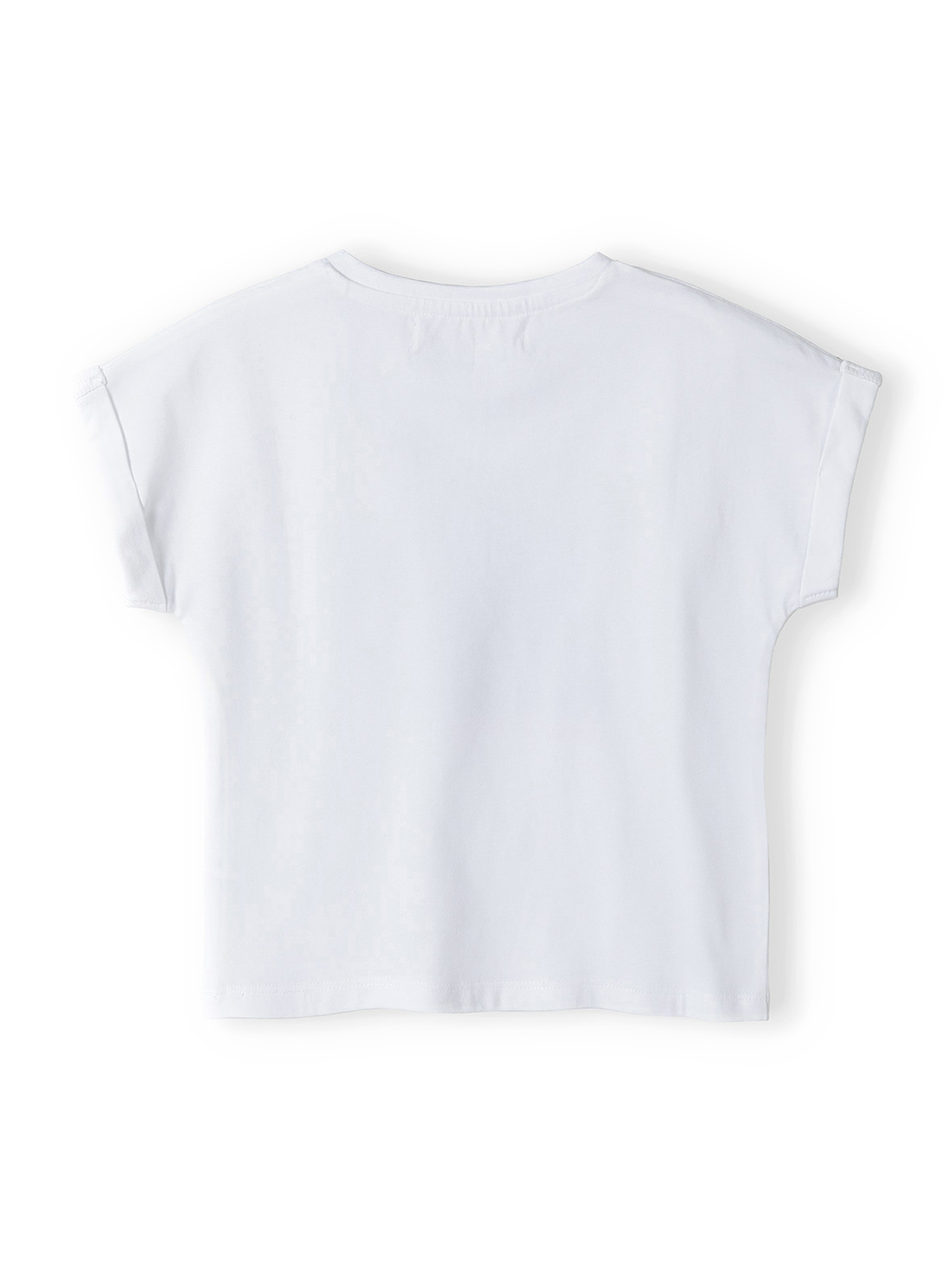 Biała koszulka bawełniana dziewczęca z nadrukiem