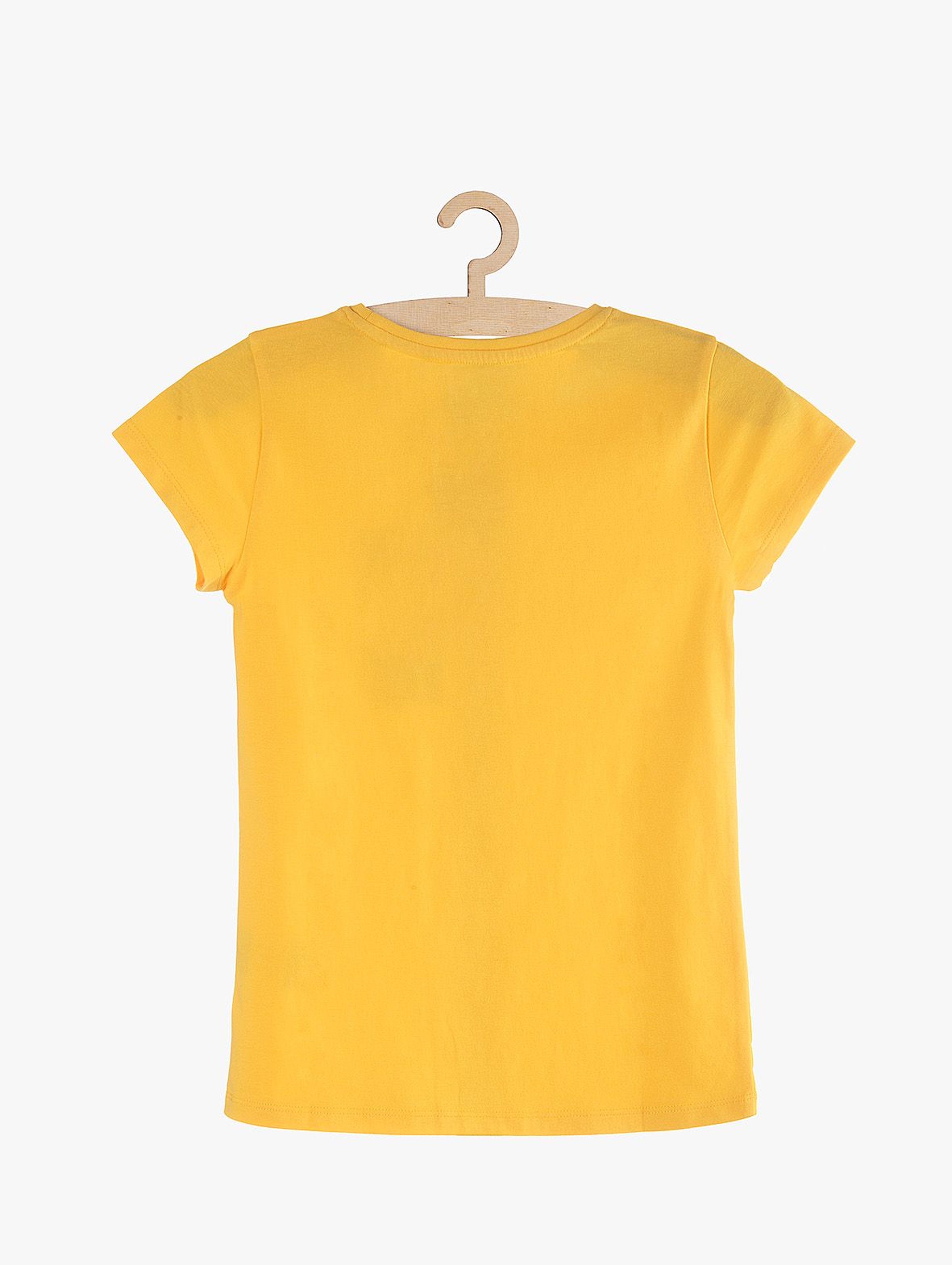 T-Shirt dziewczęcy żółty z napisem Trouble maker