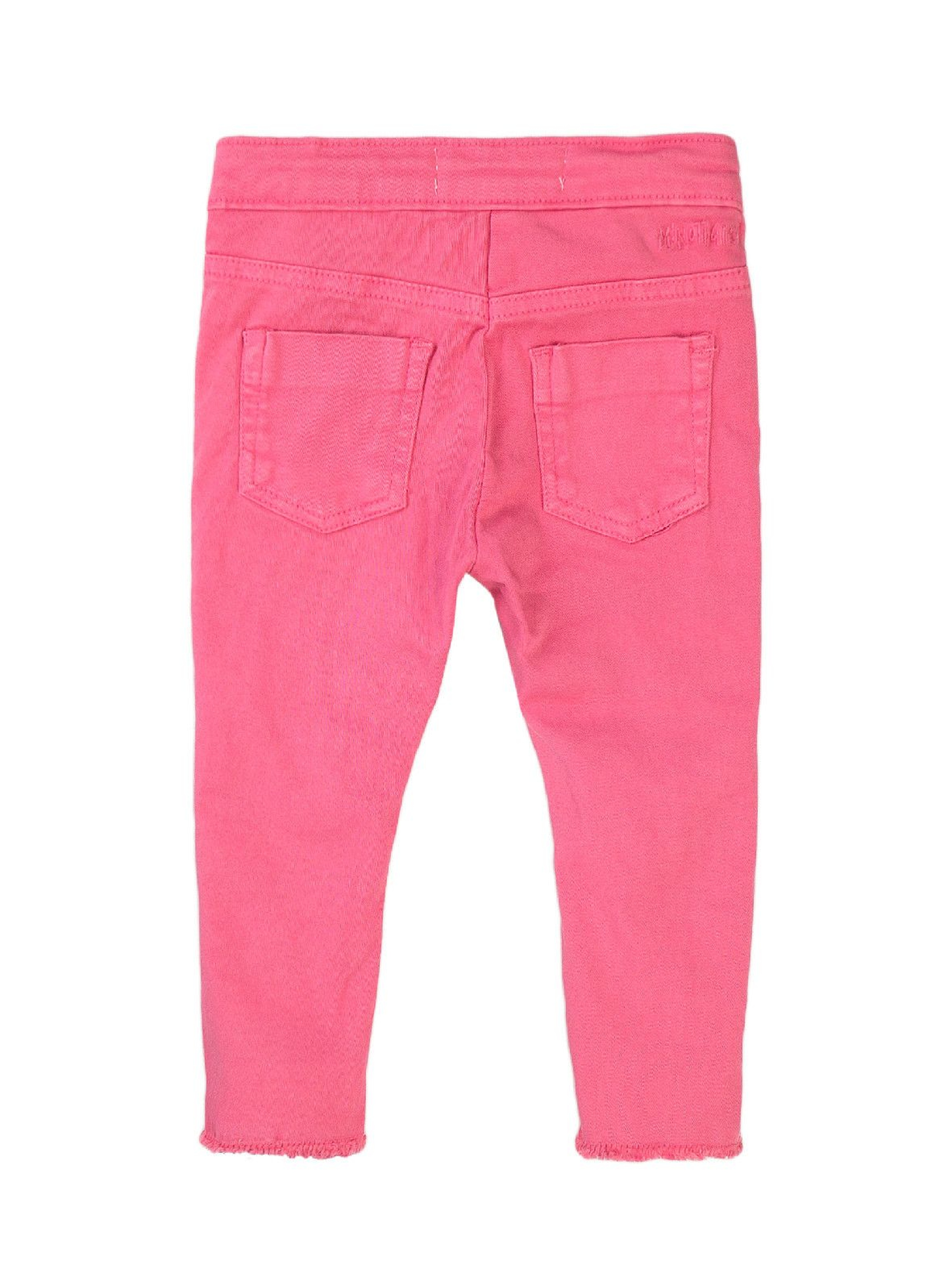 Spodnie dziewczęce w kolorze różowym z rozcięciami na kolanach