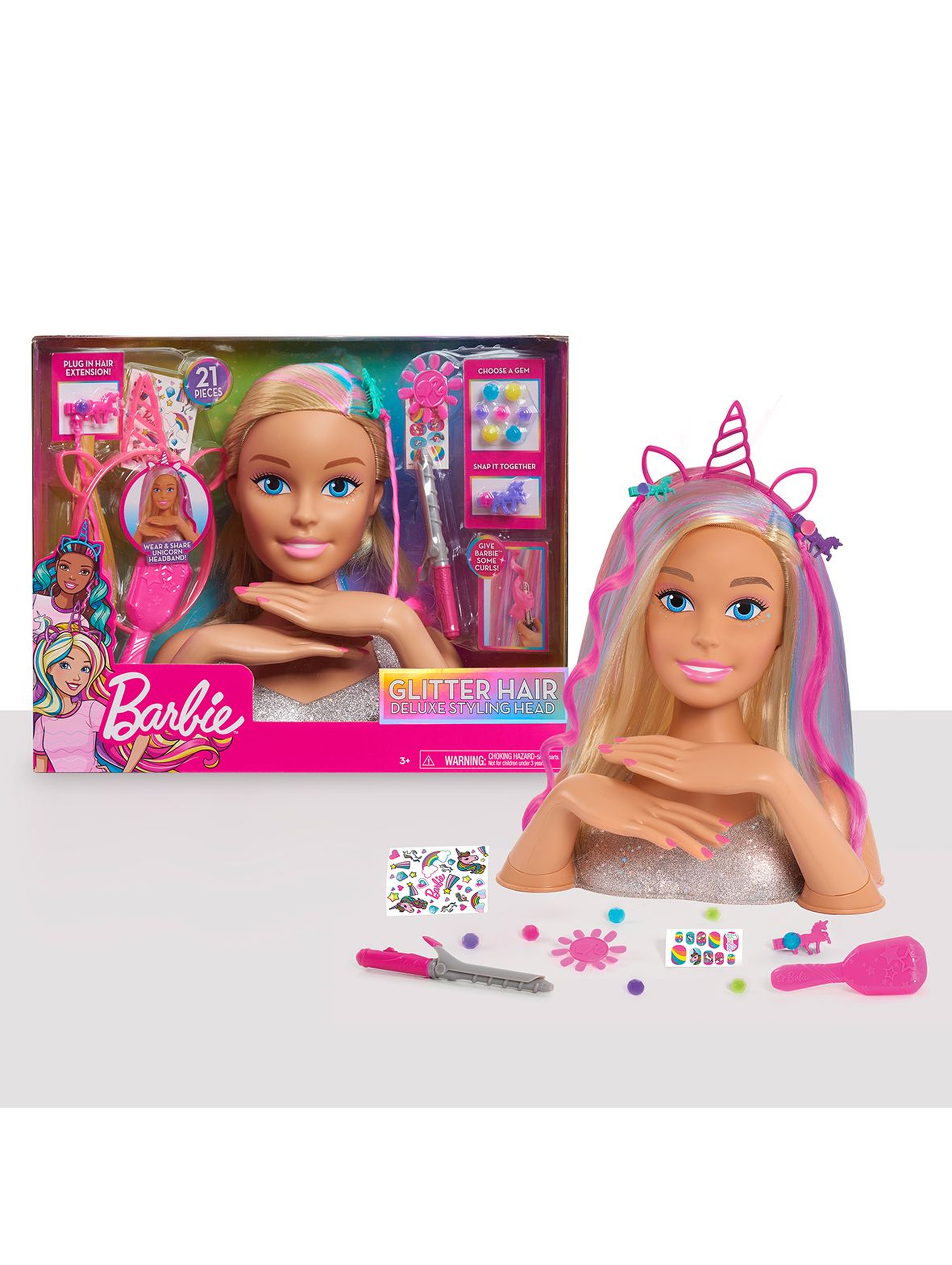 Barbie Głowa do stylizacji Glitter Hair Deluxe Styling