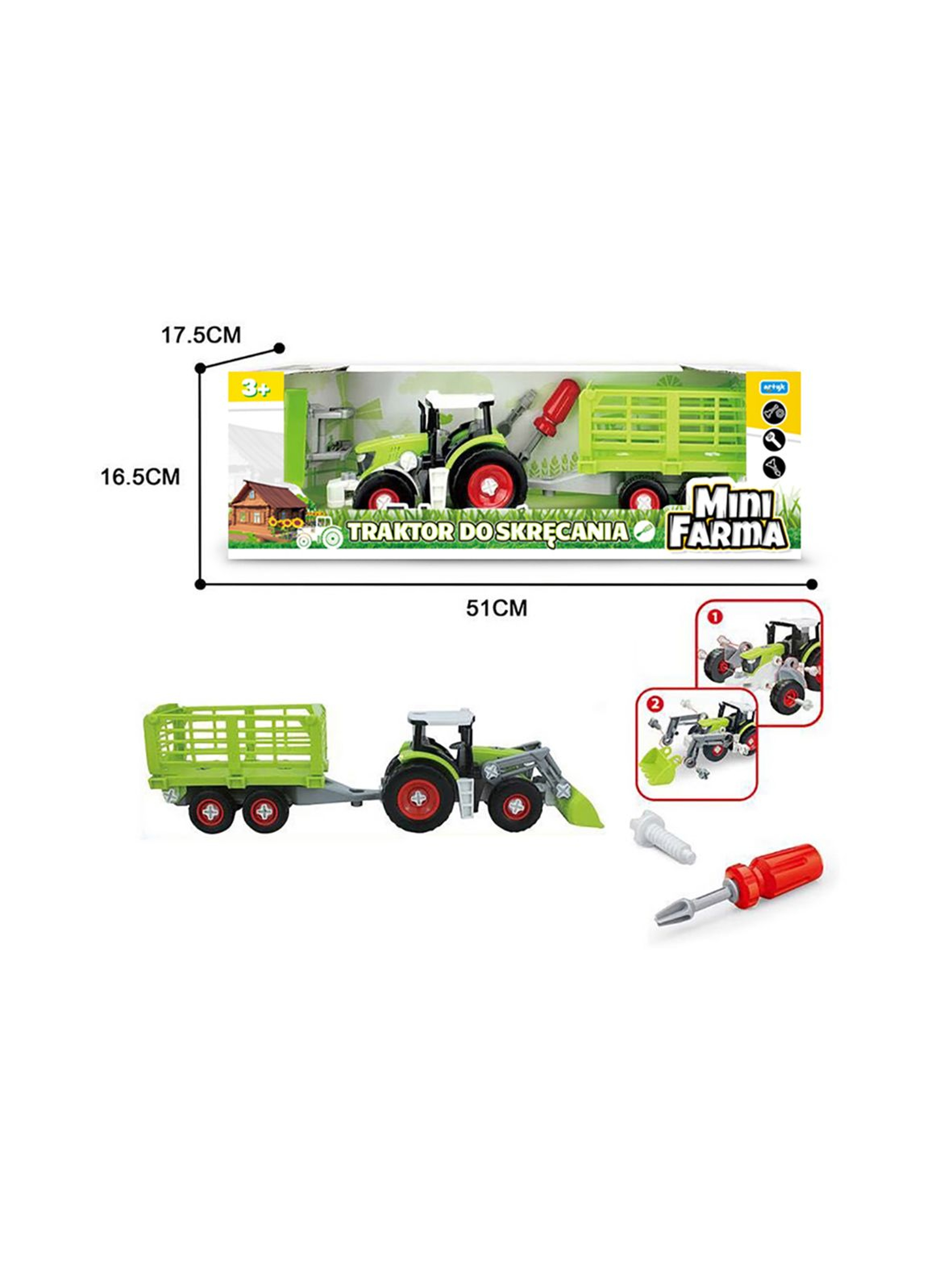 Mini farma traktor z przyczepą do skręcania wiek 3+