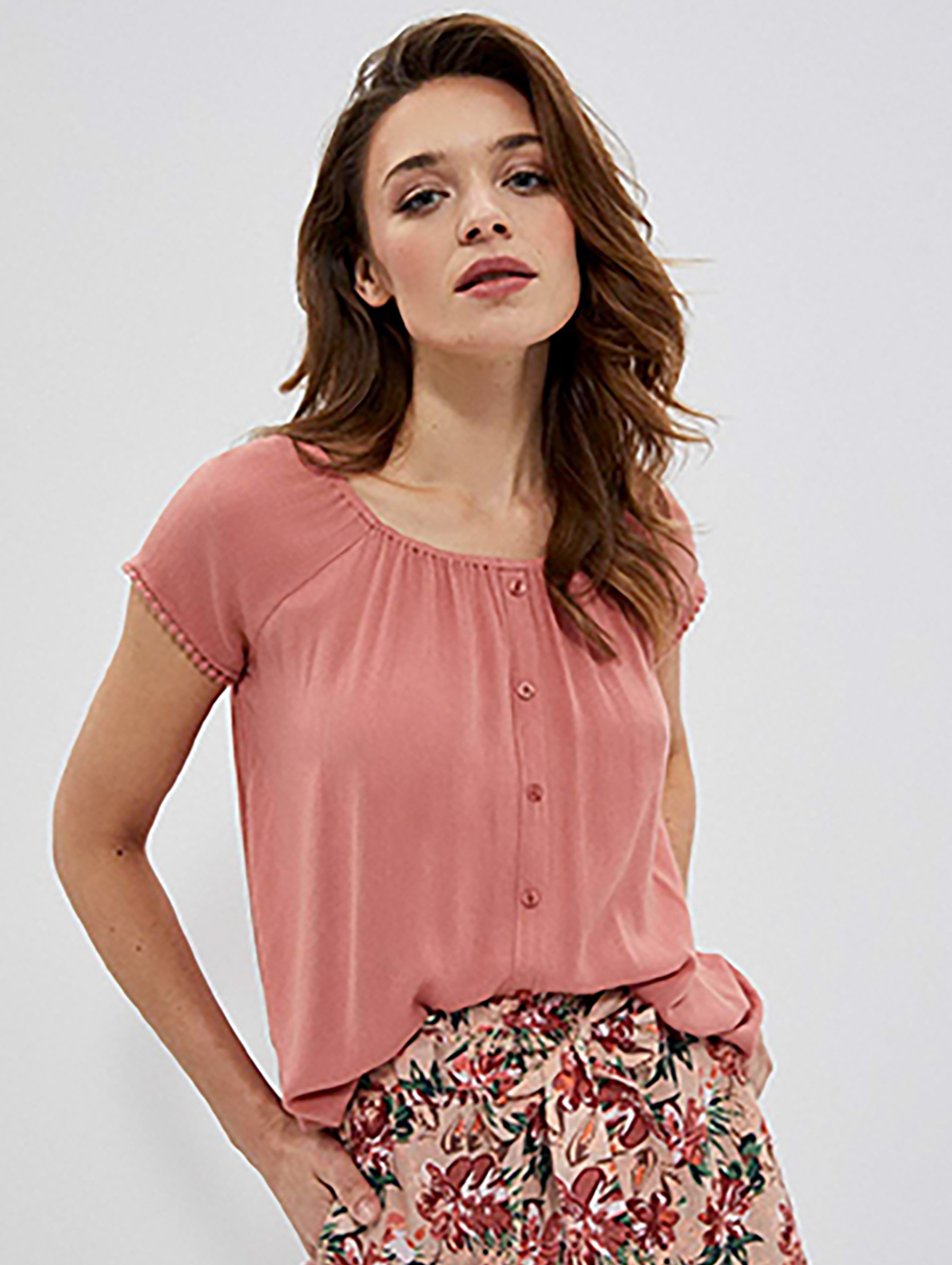 Koszula damska typu hiszpanka różowa