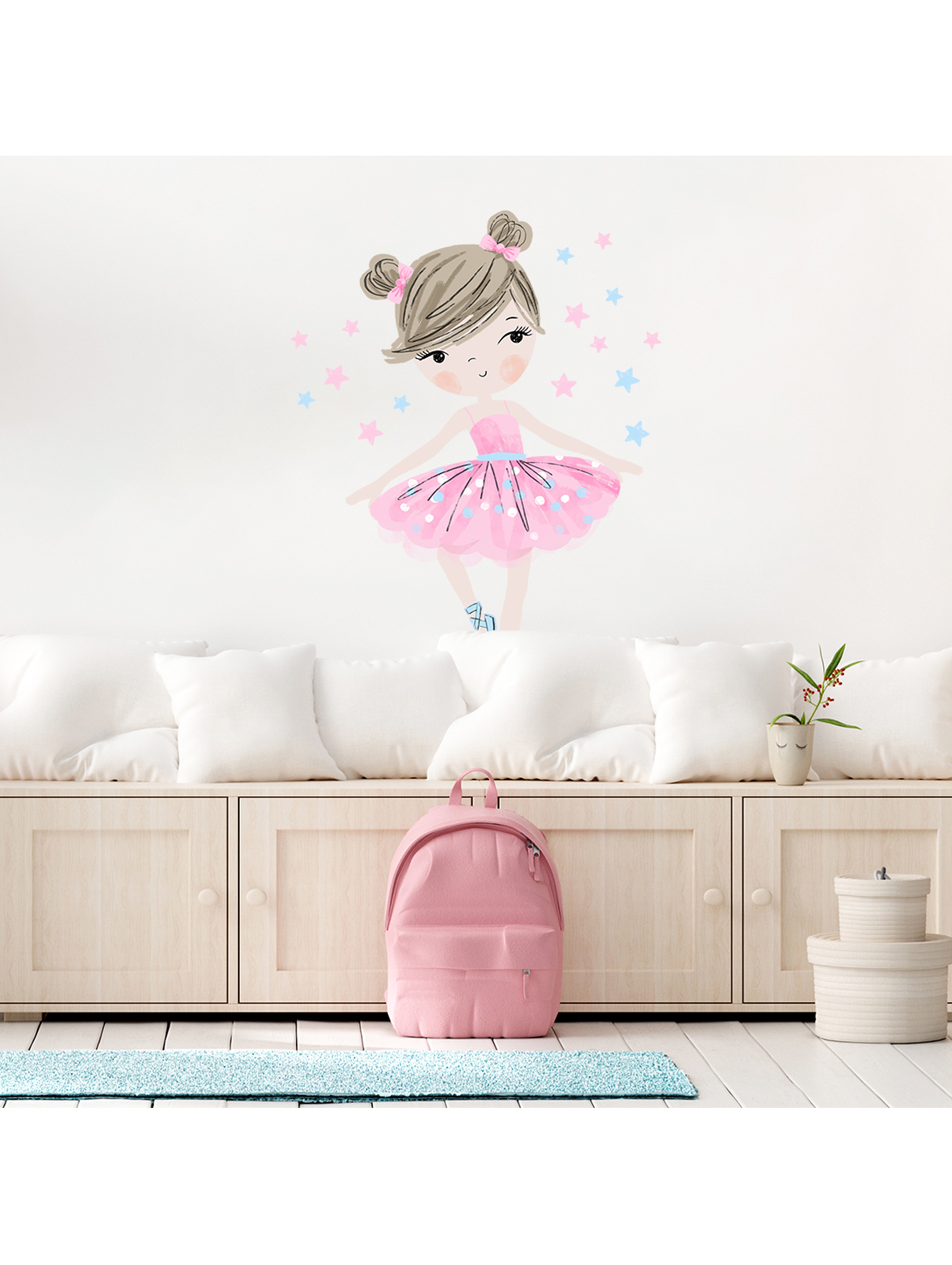 Naklejka na ścianę dla dzieci Baletnica - różowa