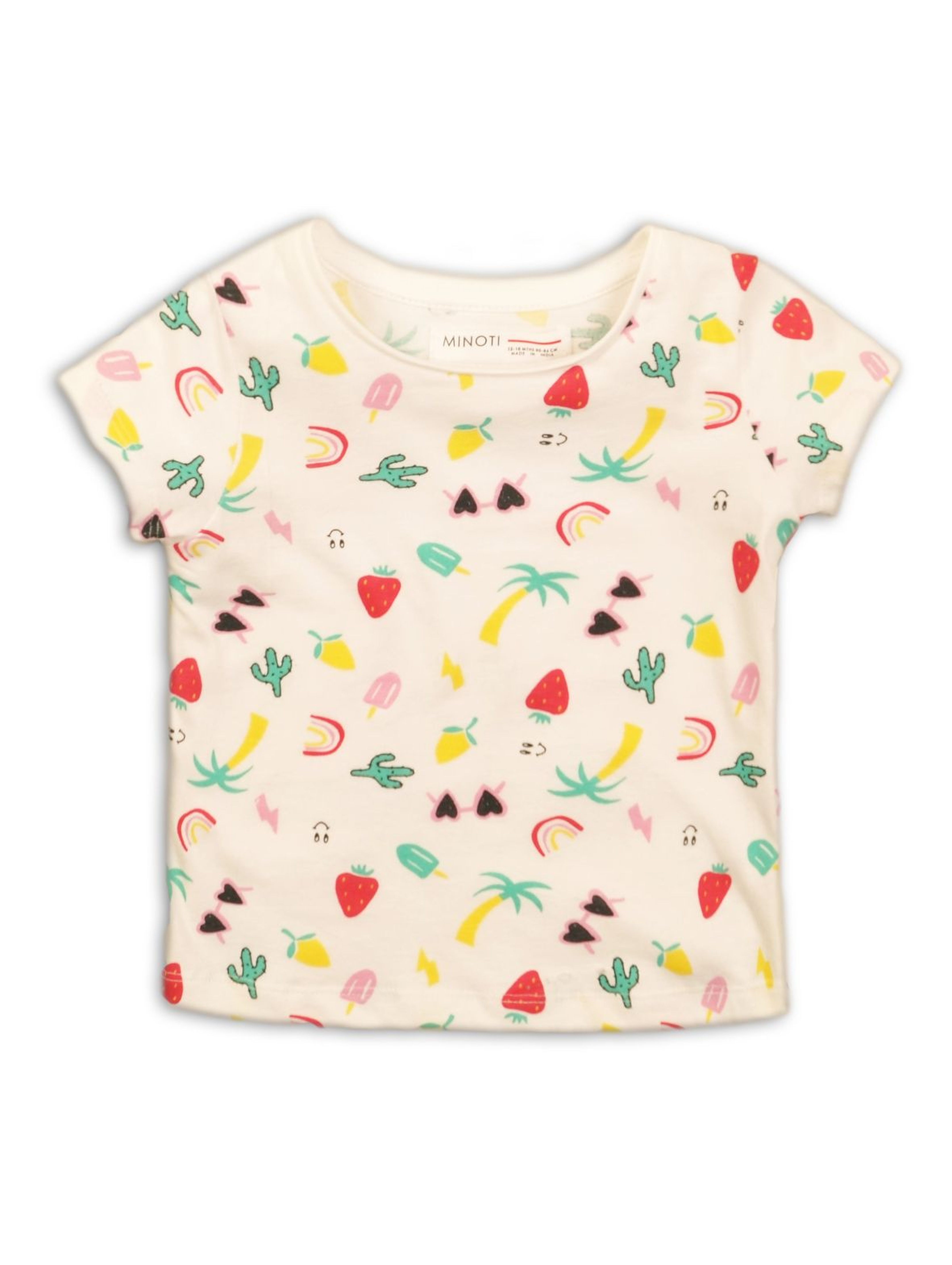 T-Shirt niemowlęcy ecru z wakacyjnym wzorem