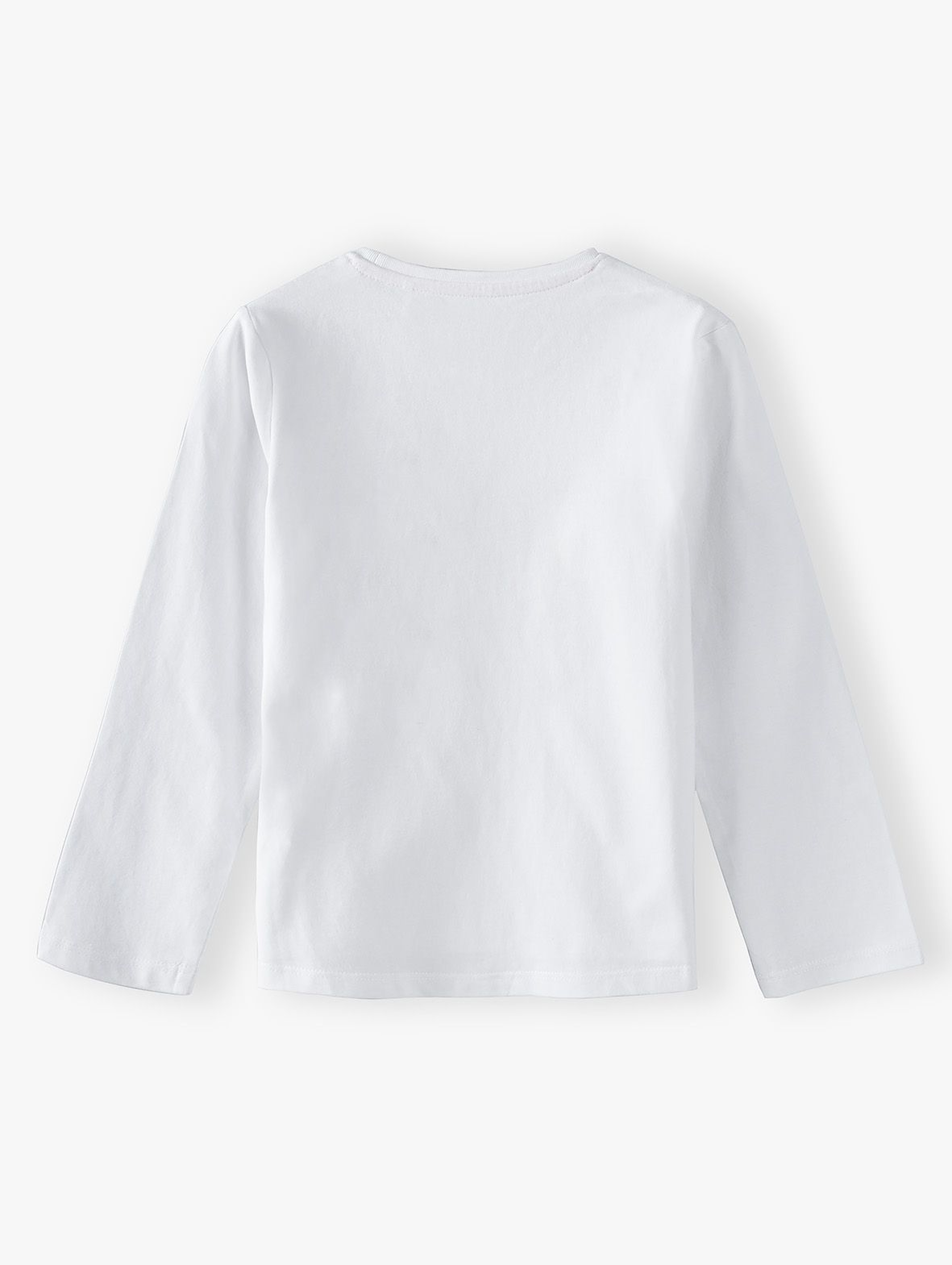 Bawełniana biała bluzka dziewczęca z ozdobnym nadrukiem
