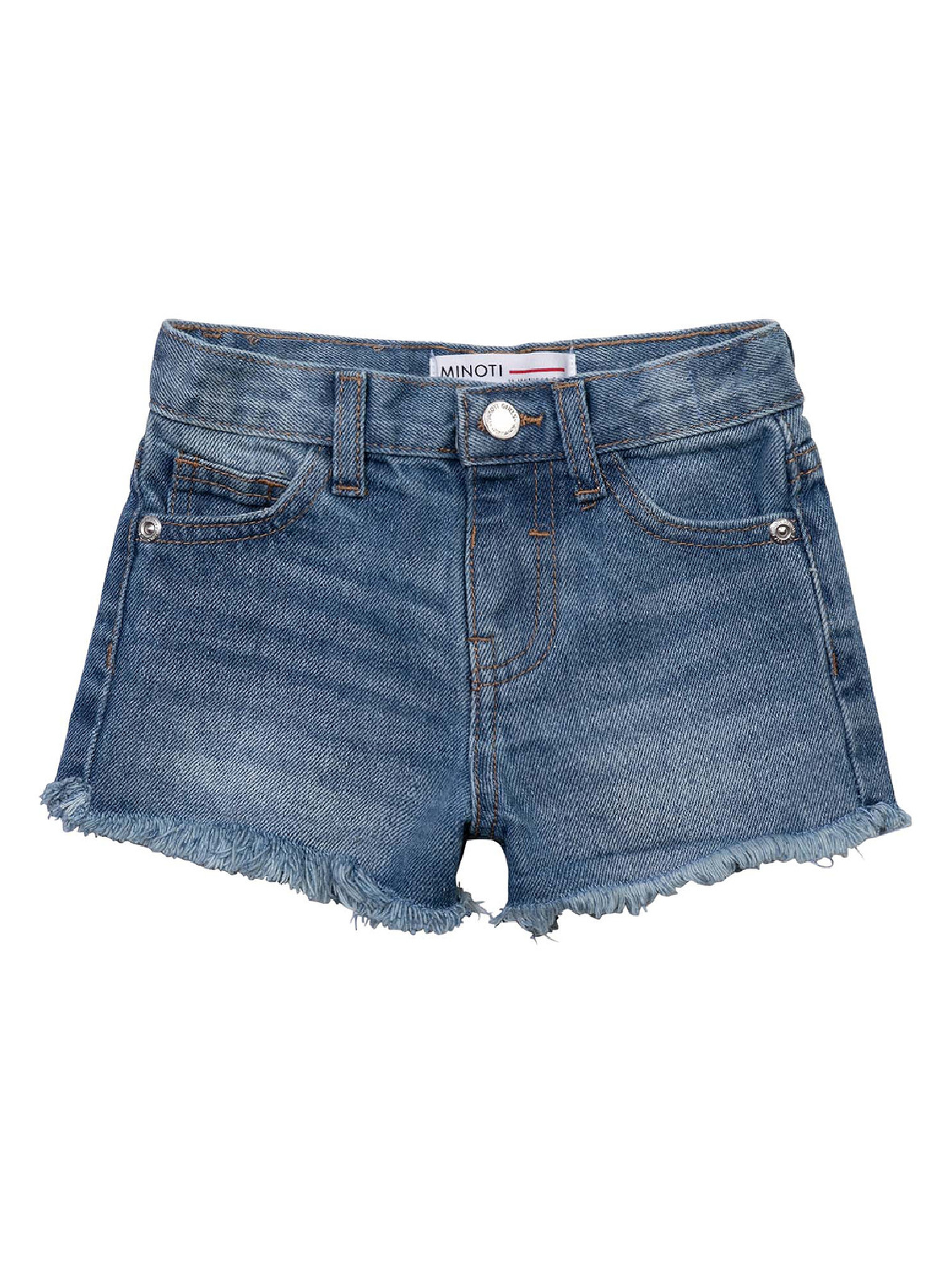 Niemowlęce jeansowe szorty z kieszeniami dla dziewczynki - niebieskie