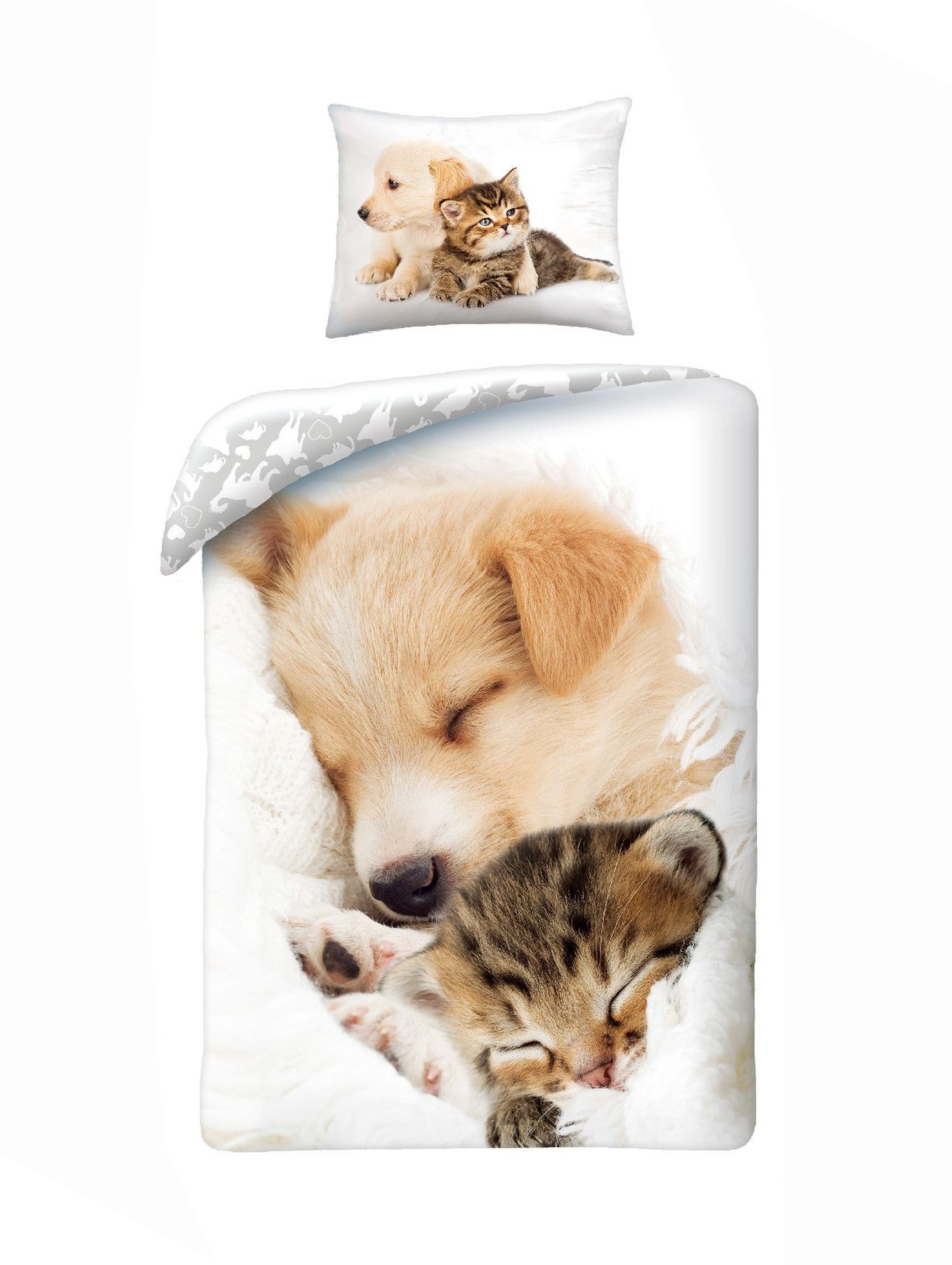 Pościel bawełniana Pies i kot + worek do przechowywania140x200cm