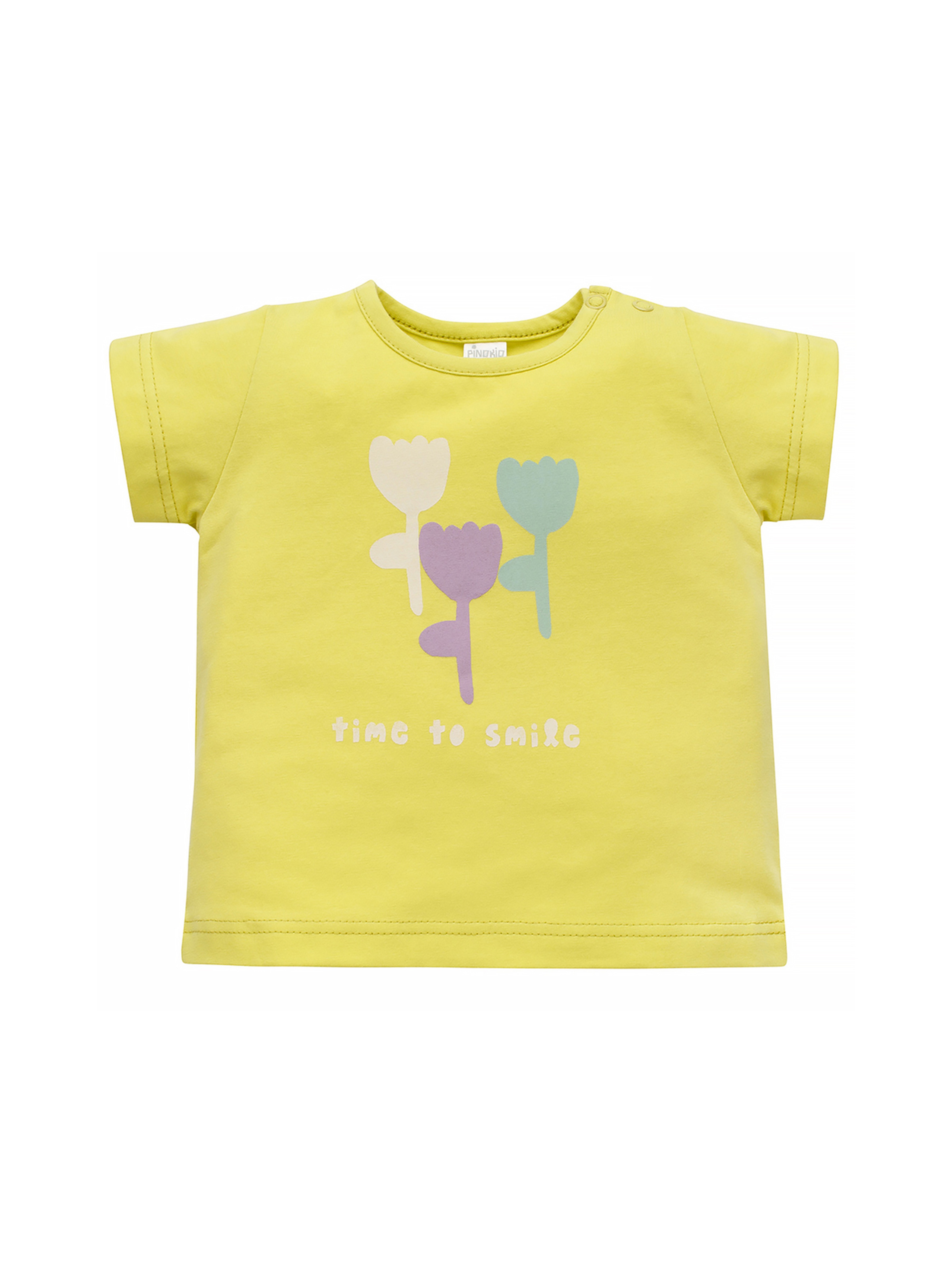 Koszulka dziewczęca z kwiatkami żółta