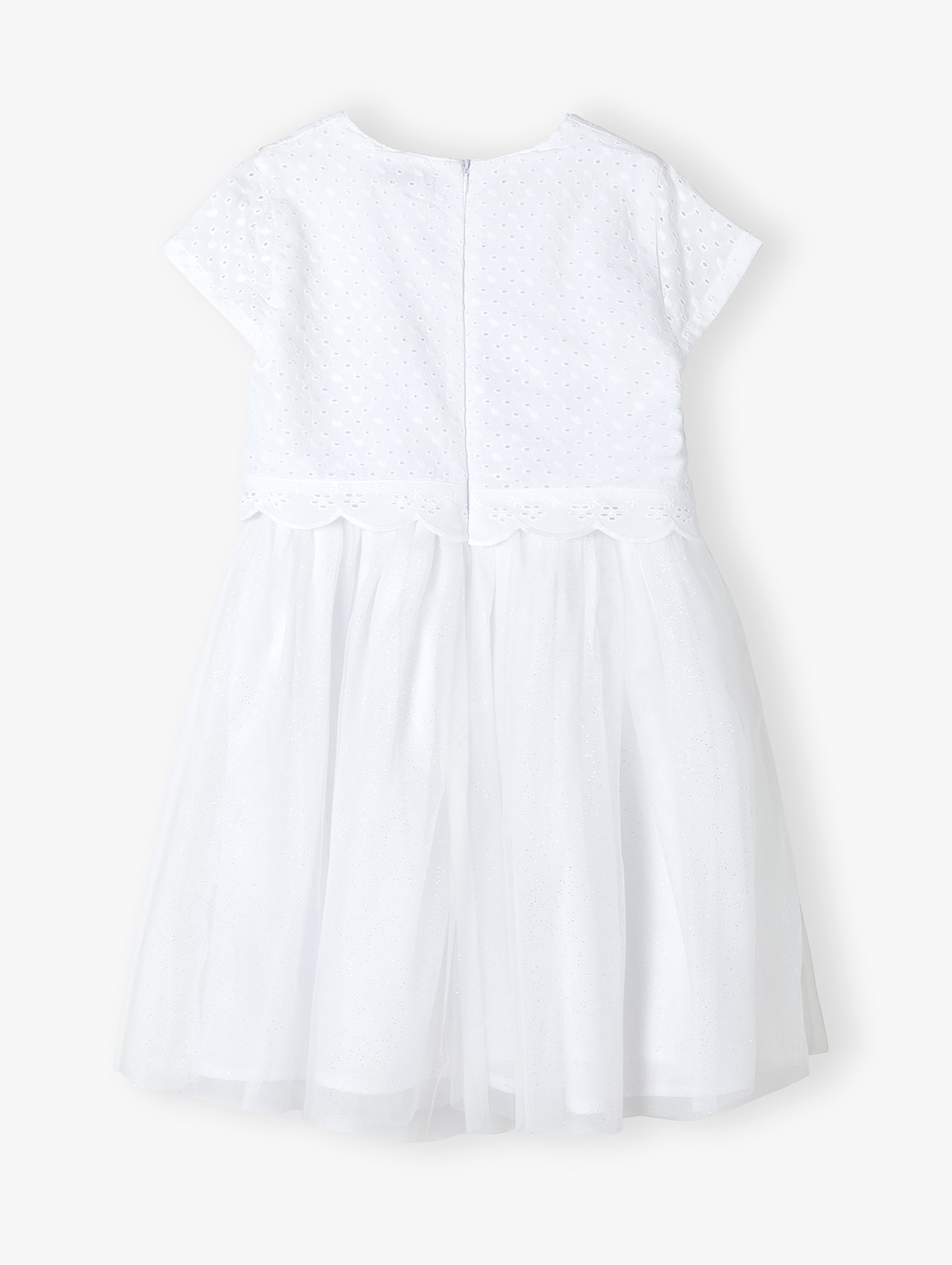 Biała sukienka dla dziewczynki z krótkim rękawem