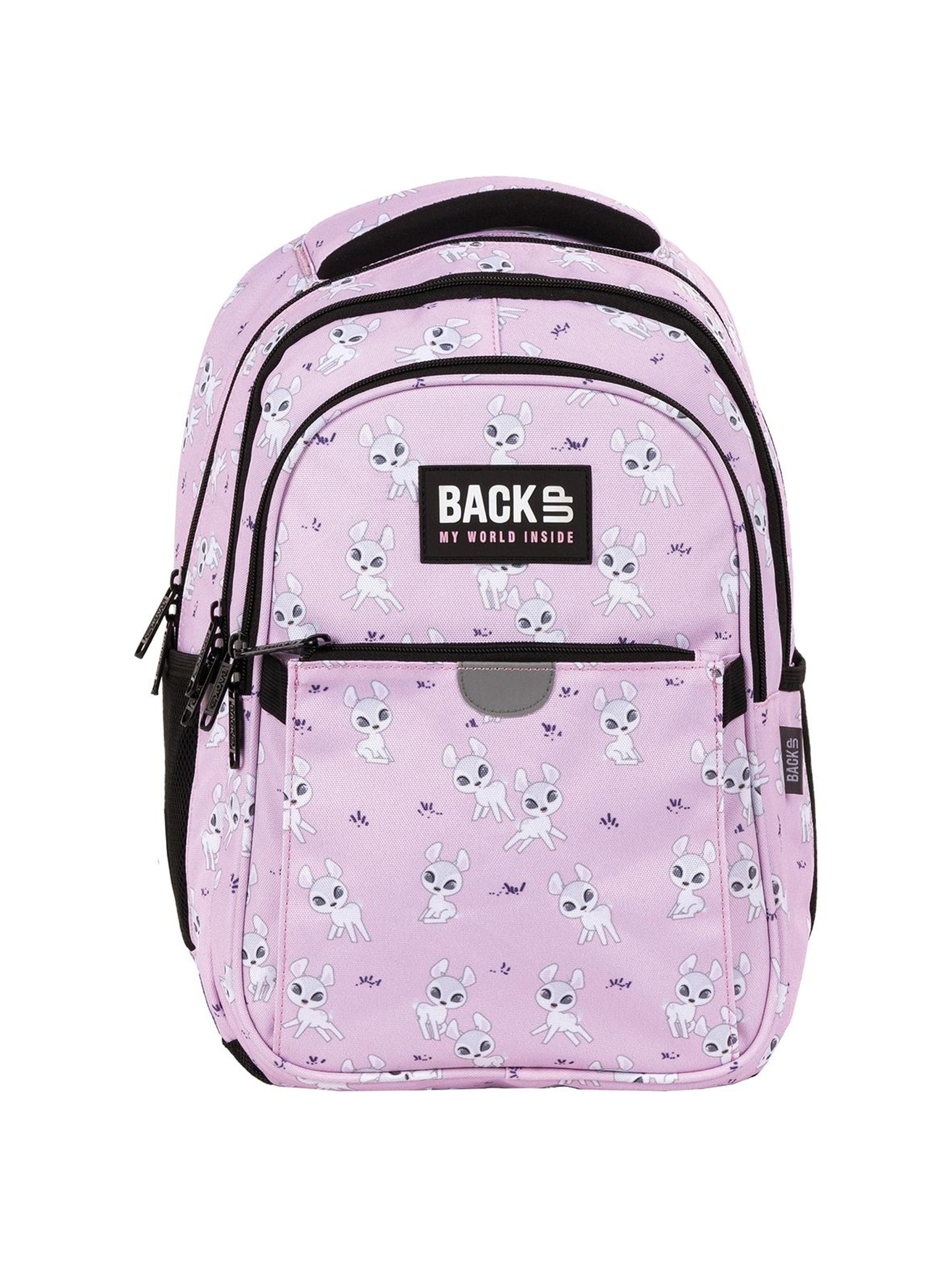 Plecak BackUp dziewczęcy z sarenkami różowy