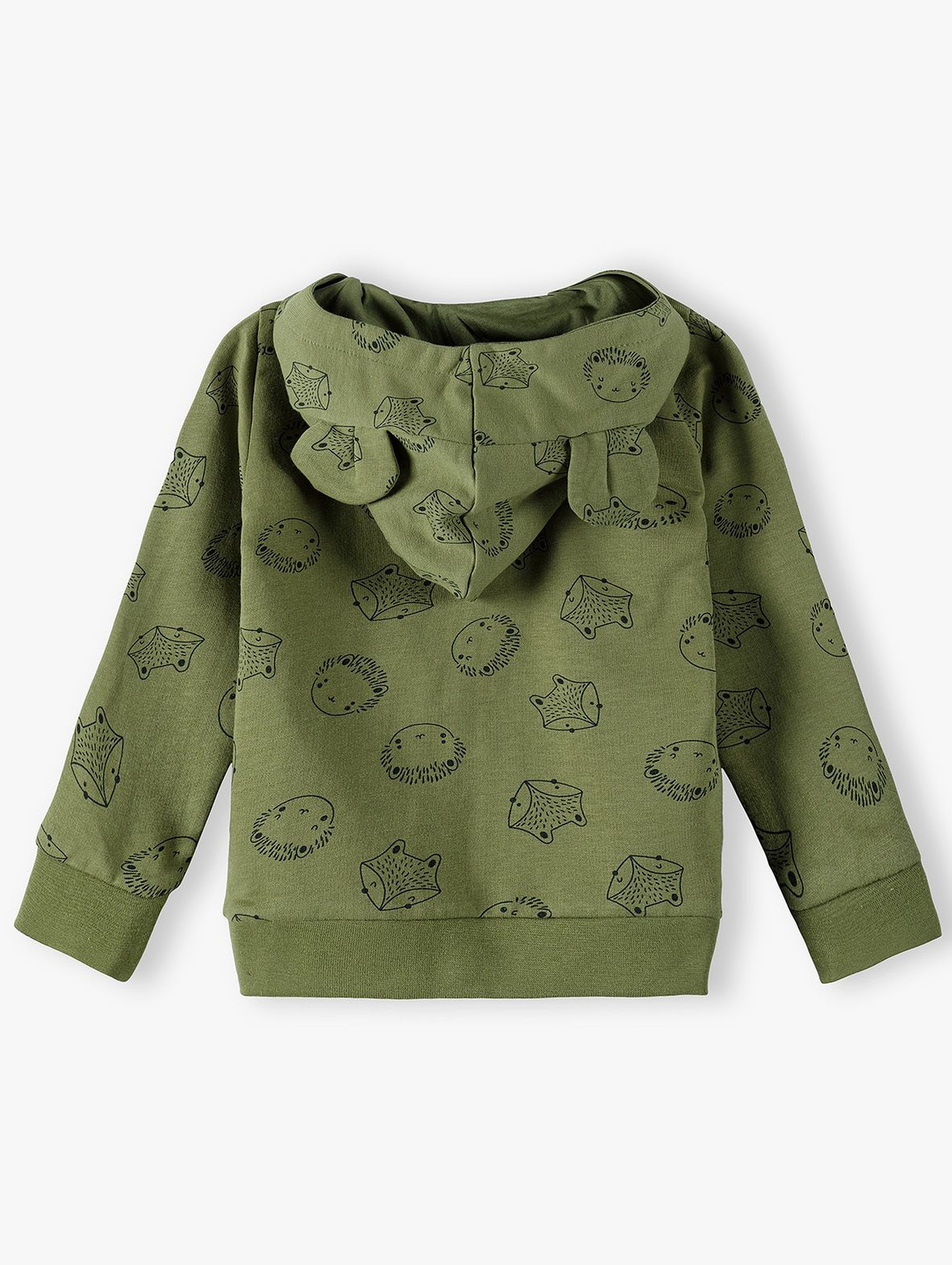 Bluza dresowa niemowlęca z uszkami na kapturze - zielona