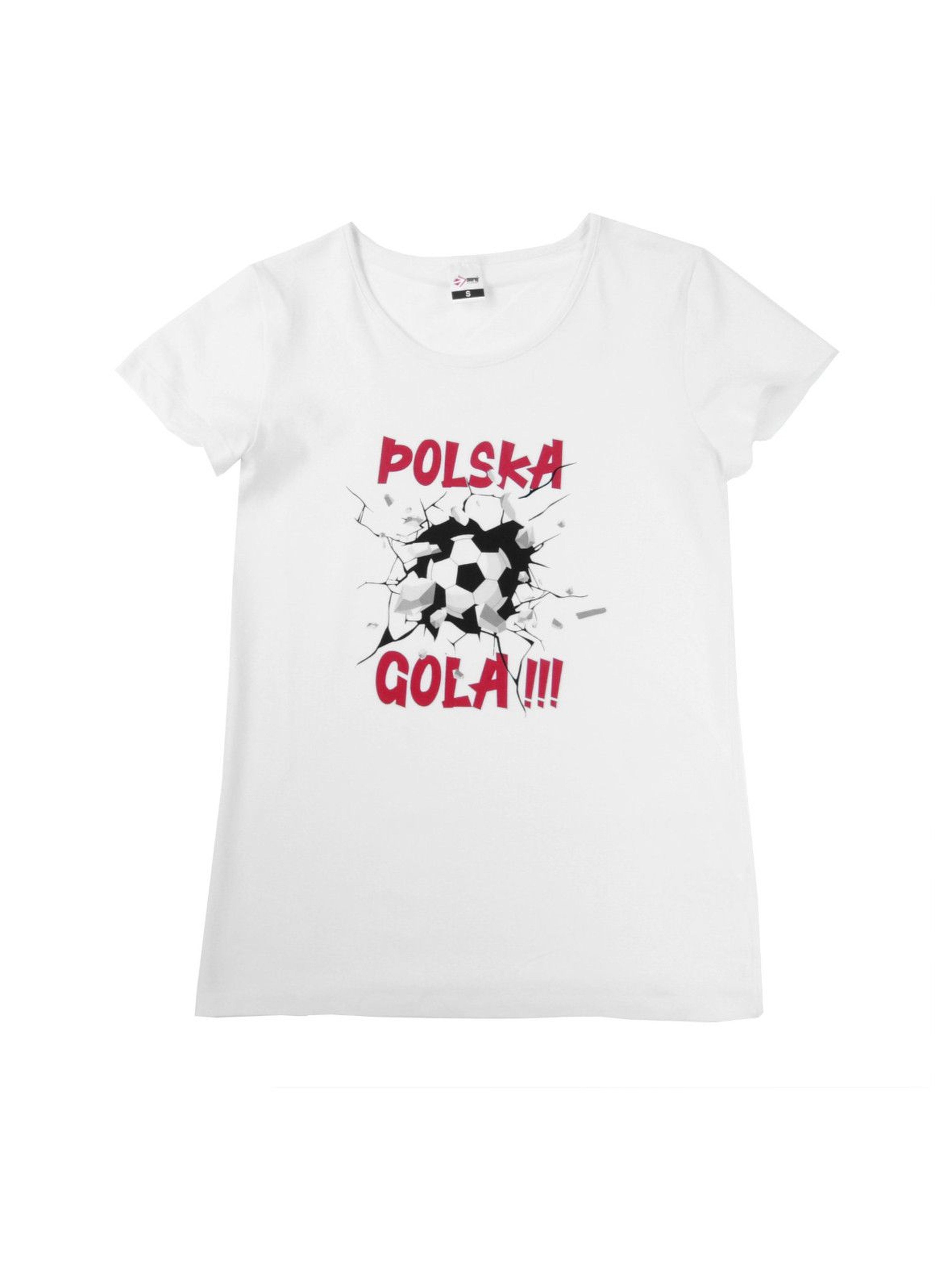 T-shirt o klasycznym kroju z nadrukiem POLSKA GOLA biały