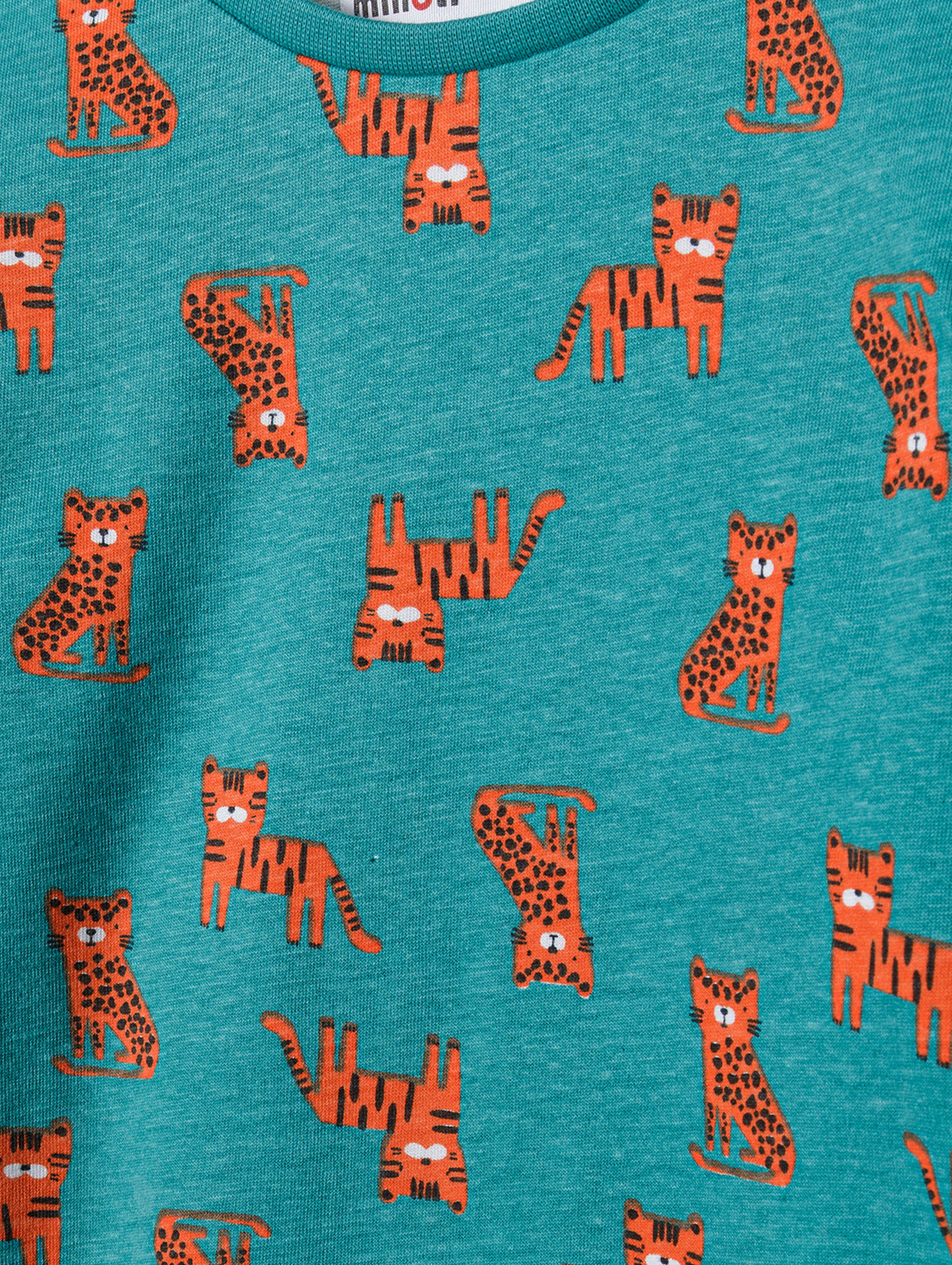 Niemowlęca piżama z długim rękawem i nadrukiem w tygryski dla chłopca