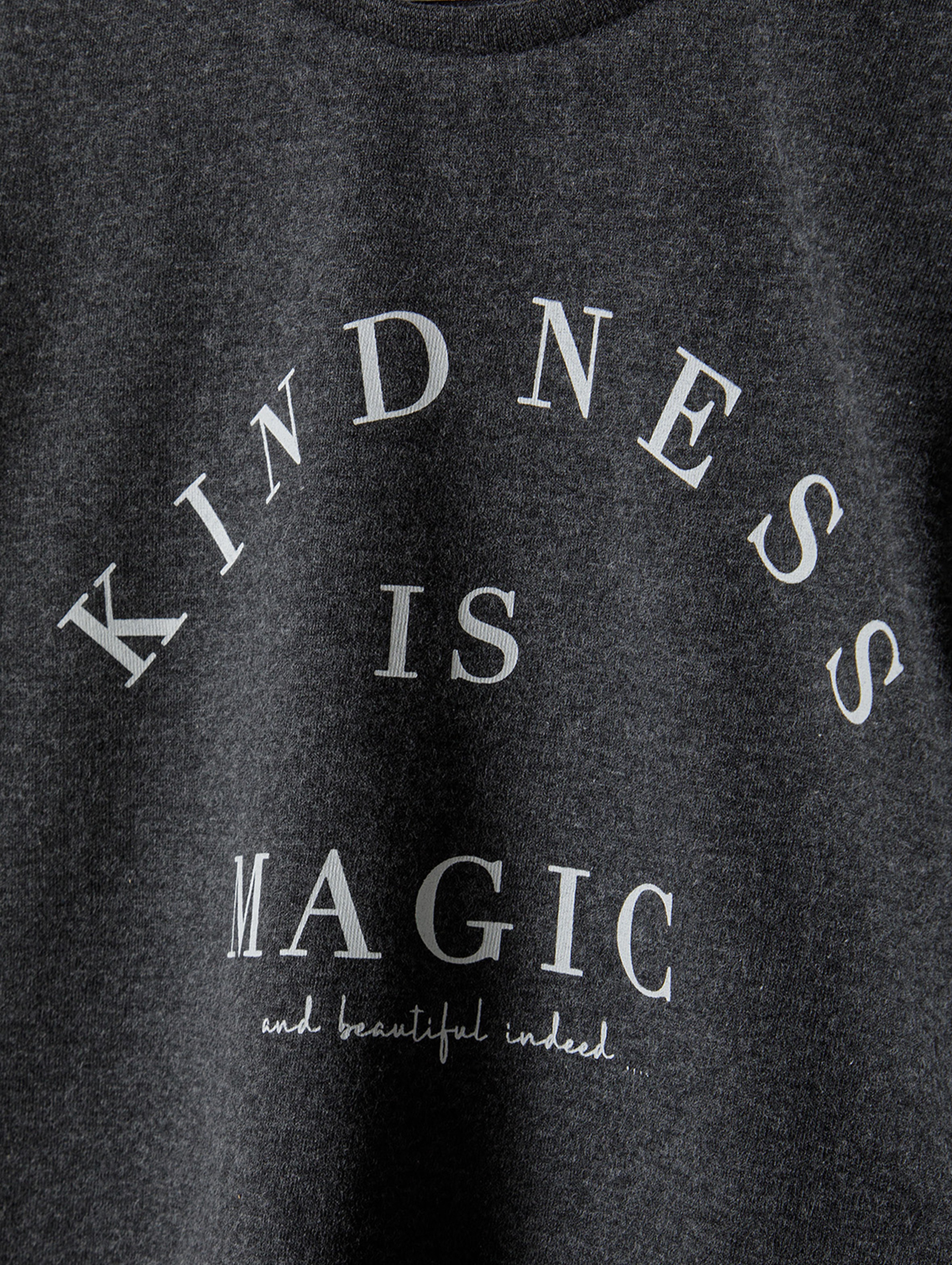 Szara bluzka dziewczęca z długim rękawem- kindness is magic