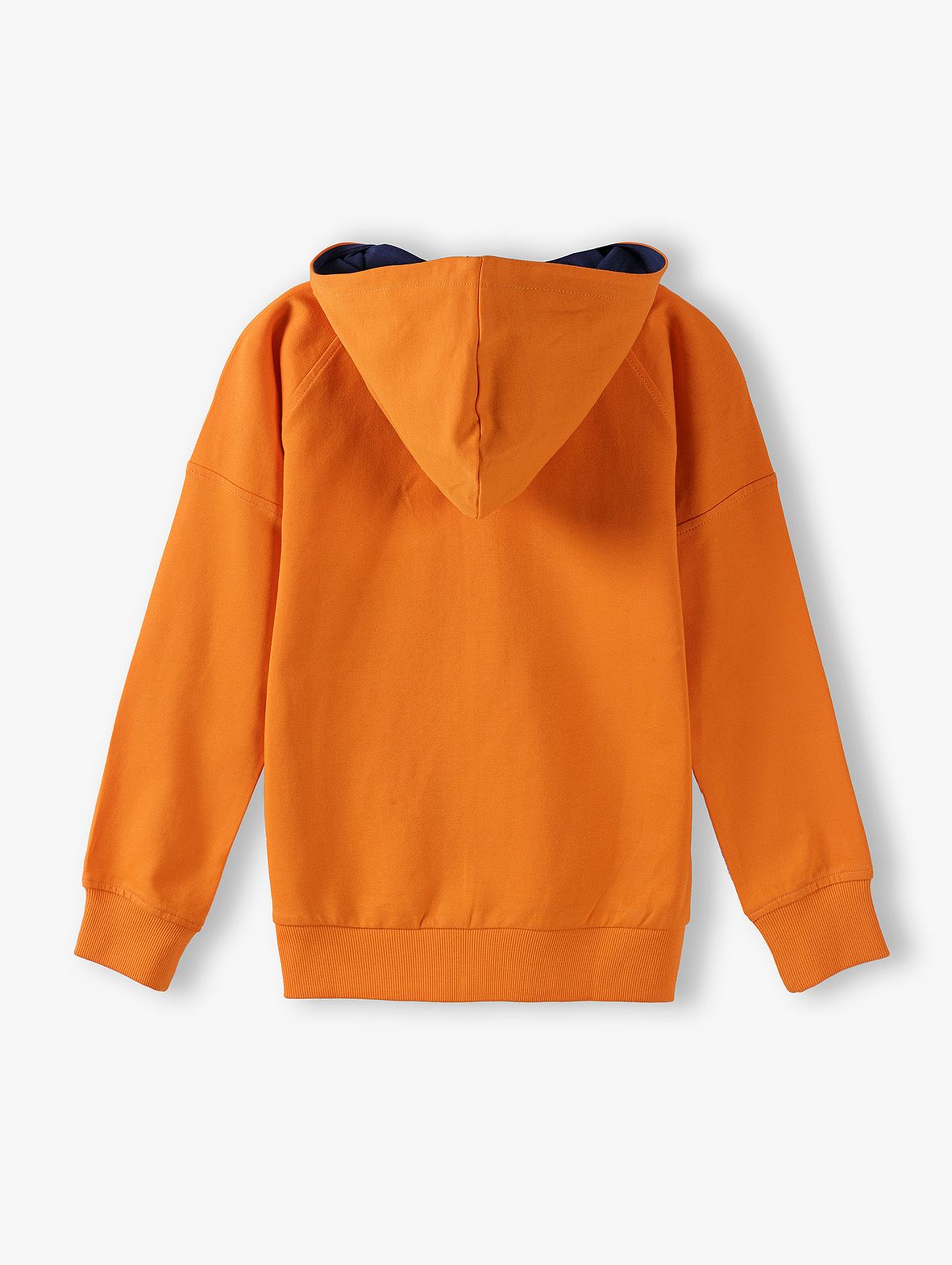 Bawełniana bluza dresowa chłopięca z kapturem - pomarańczowa