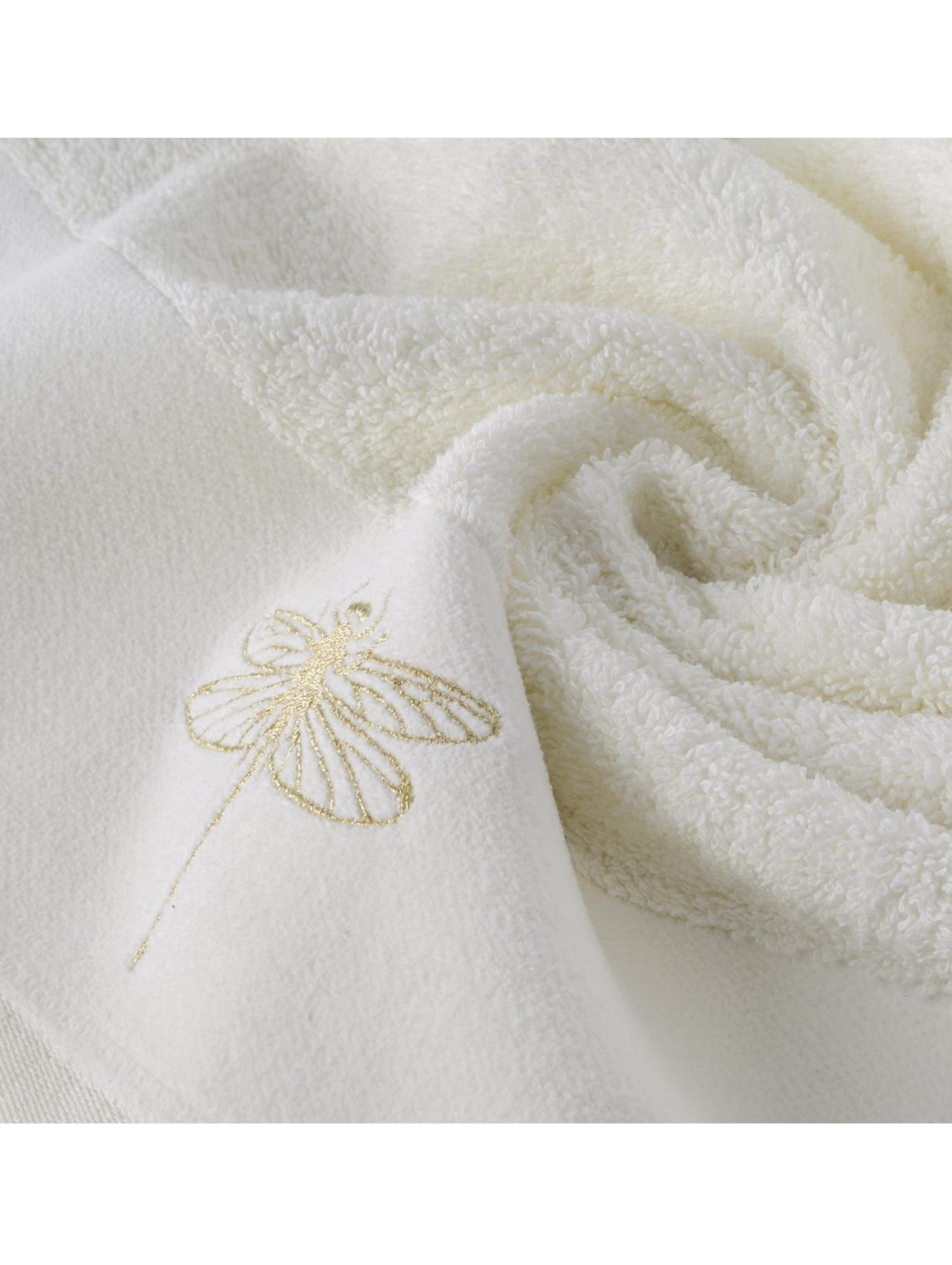 Kremowy ręcznik 50x90 cm z haftowaną ważką