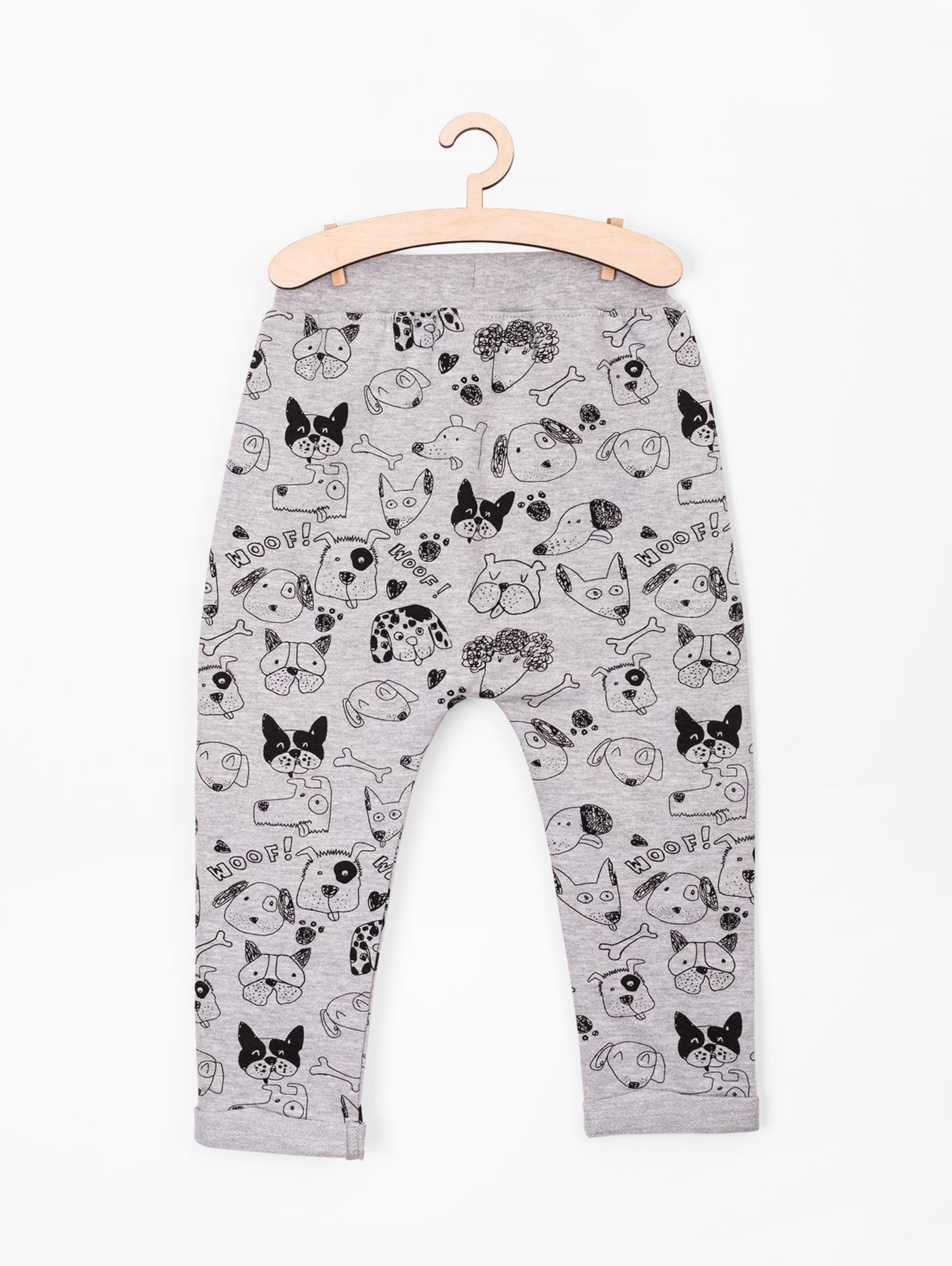 Spodnie dresowe dla niemowlaka- szare z psami