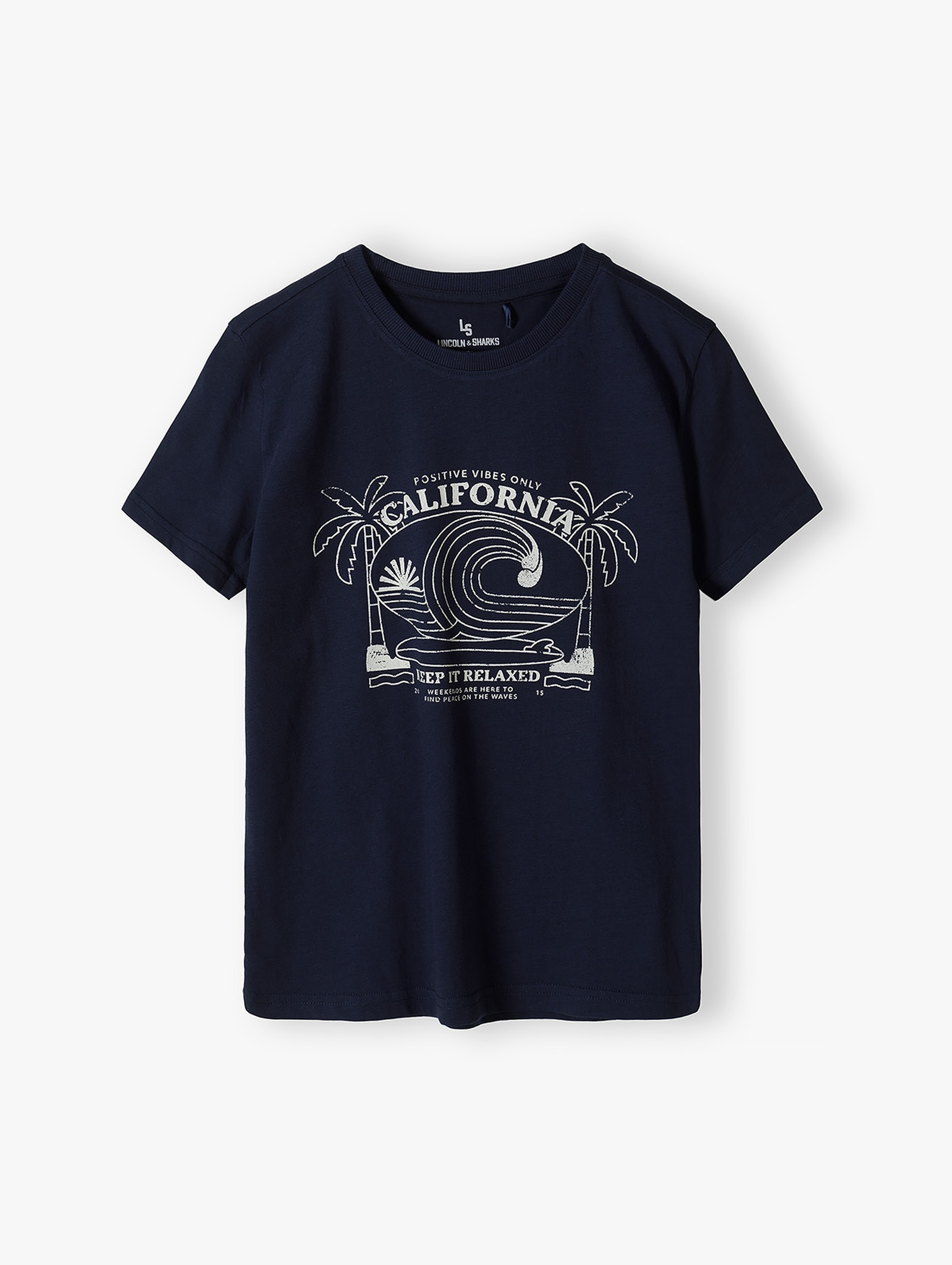 T-shirt chłopięcy granatowy - California - Lincoln&Sharks