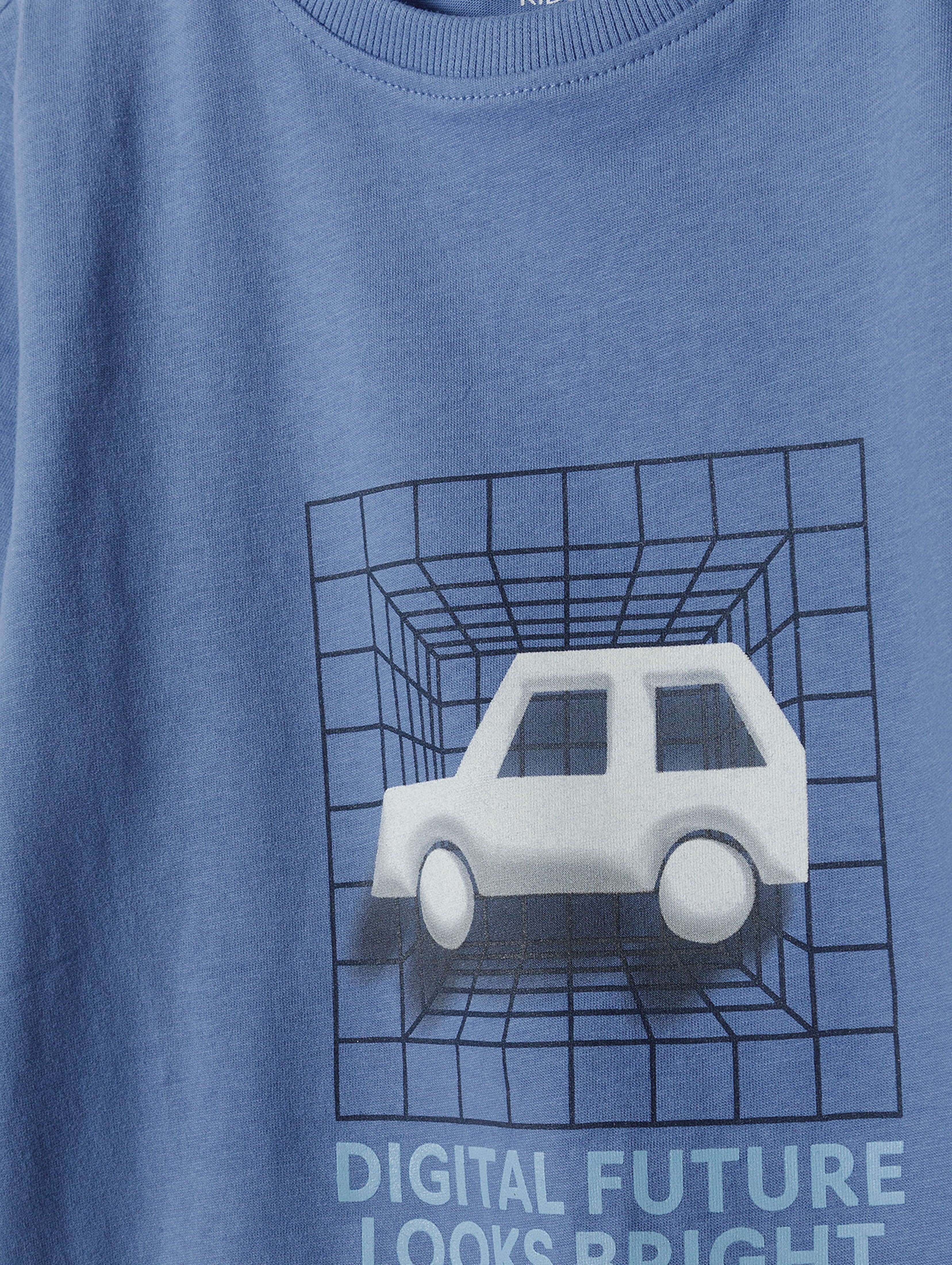 Niebieski t-shirt z bawełny dla chłopca - auto - 5.10.15.
