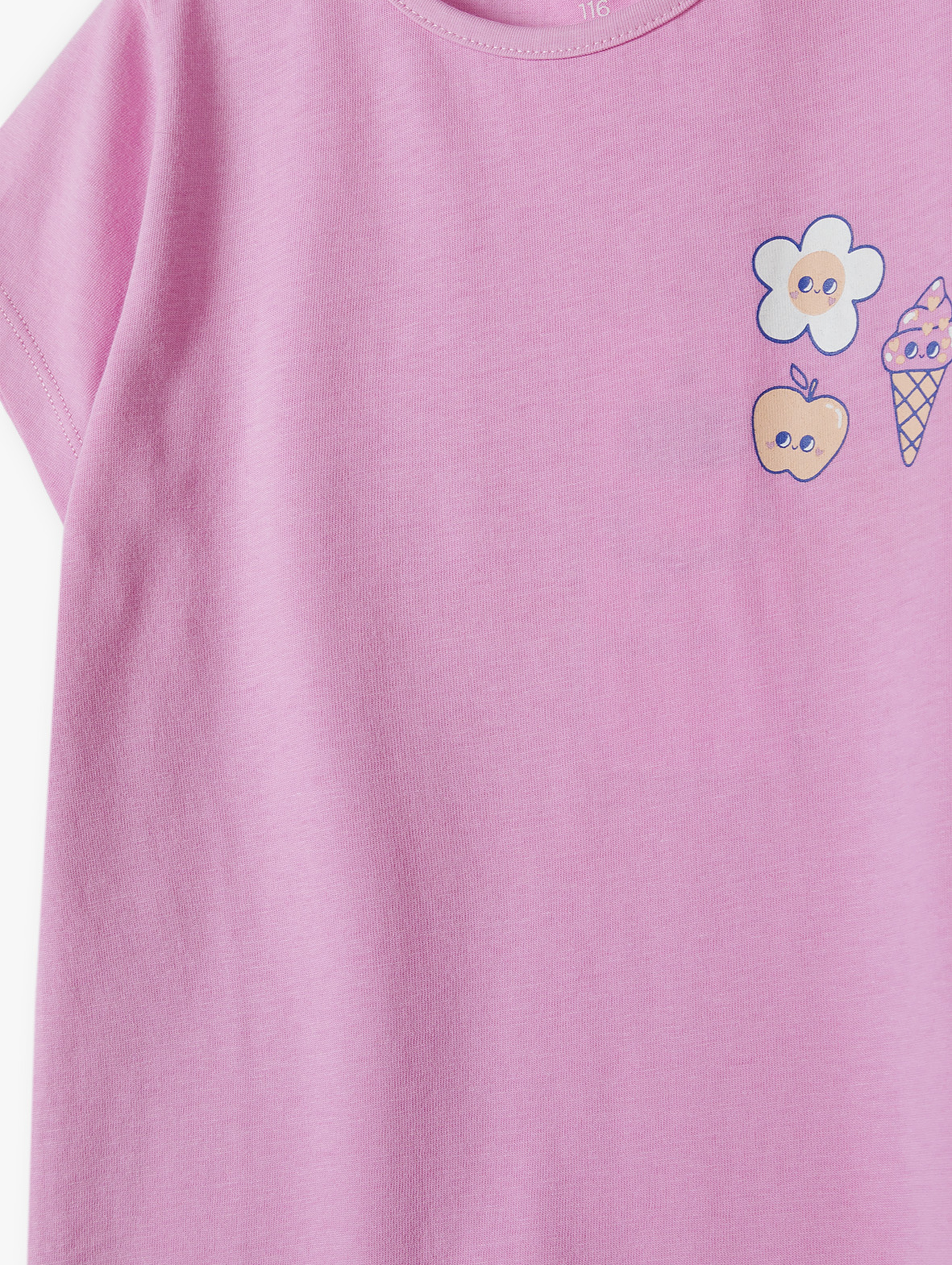 Różowy t-shirt dziewczęcy z kwiatkiem - 5.10.15.