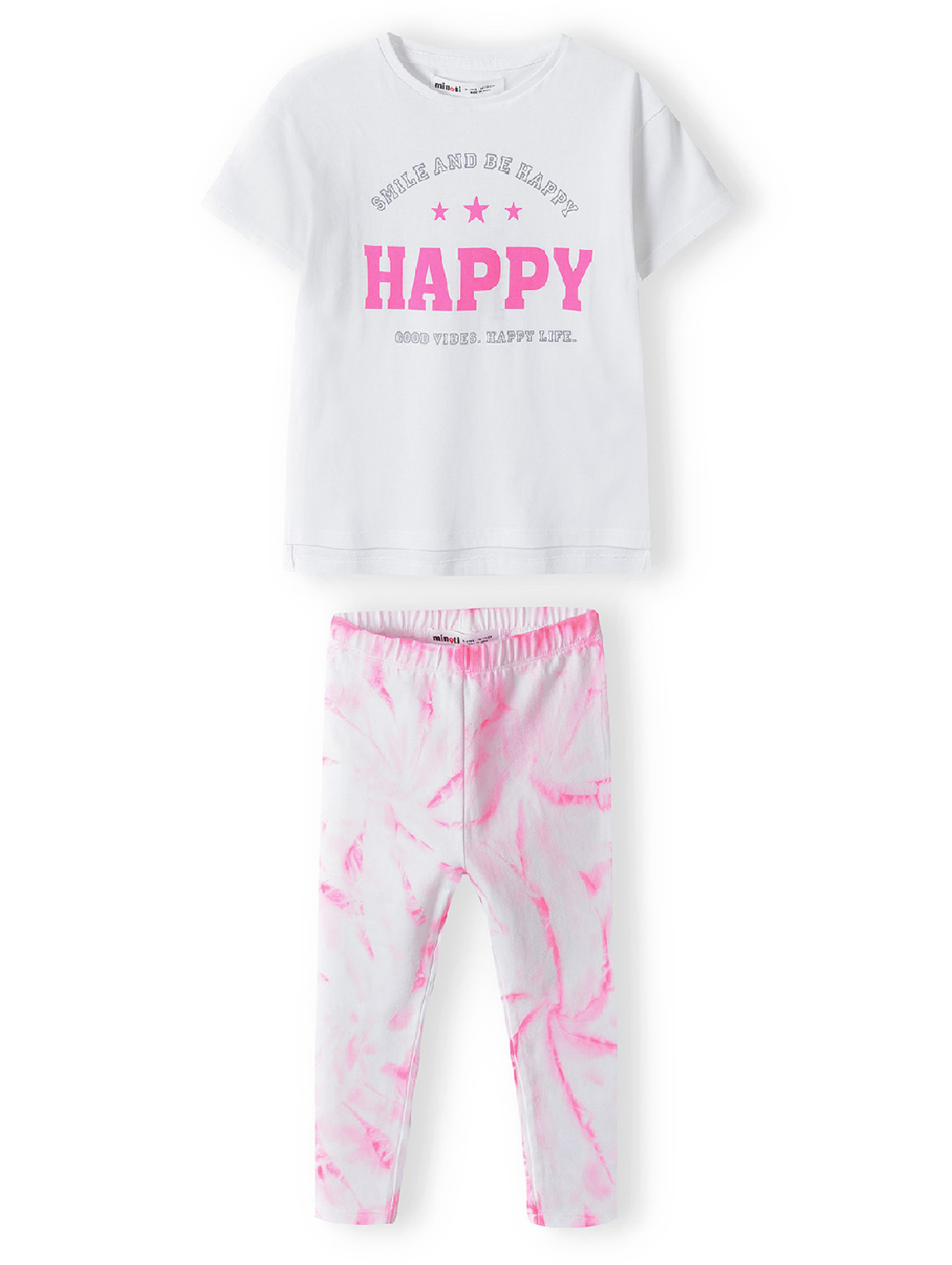 Komplet niemowlęcy - biały t-shirt + różowe legginsy