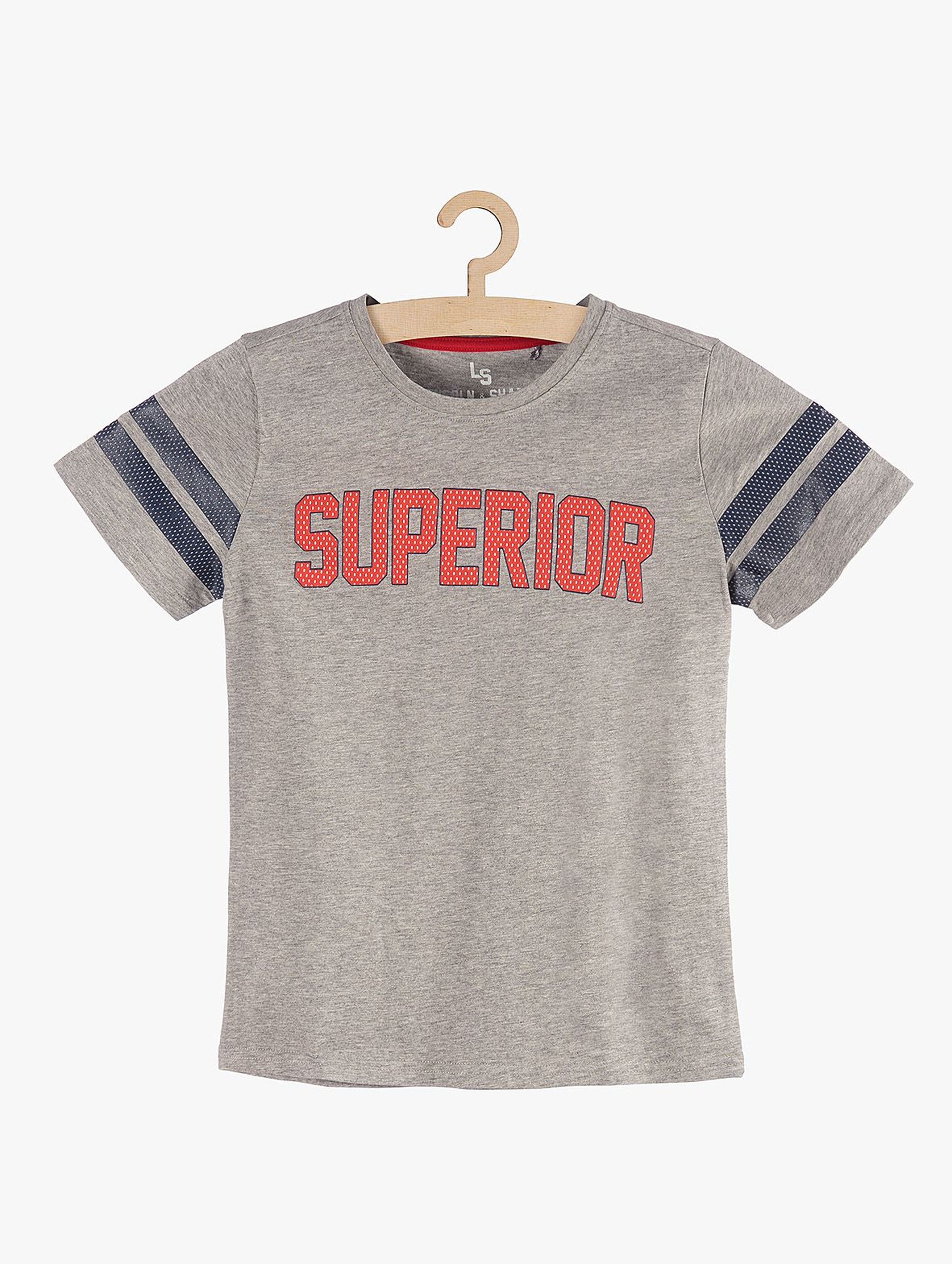 T-shirt chłopięcy szary z napisem "Superior"