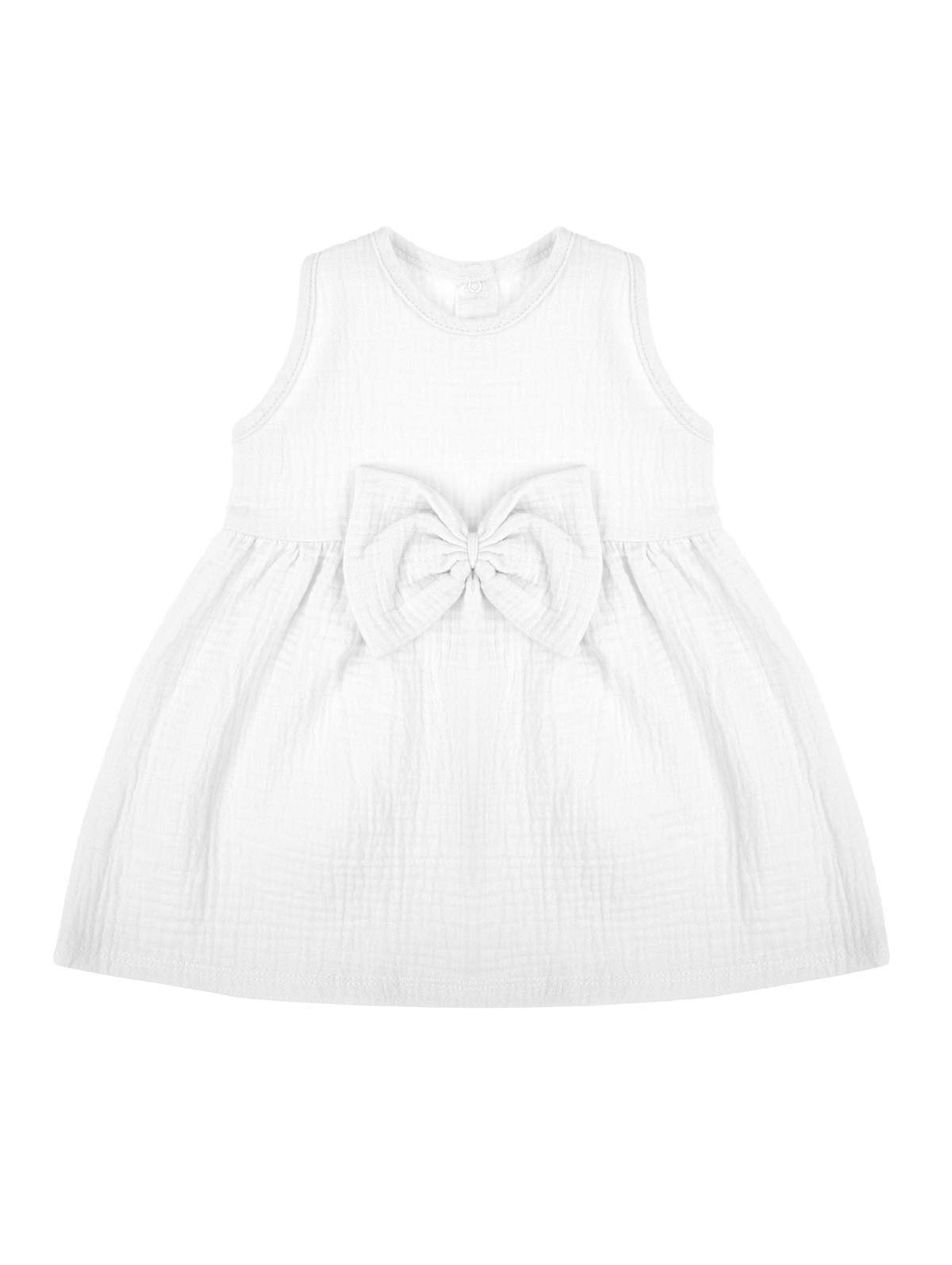 Muślinowa sukienka na ramiączkach dla dziewczynki w kolorze białym
