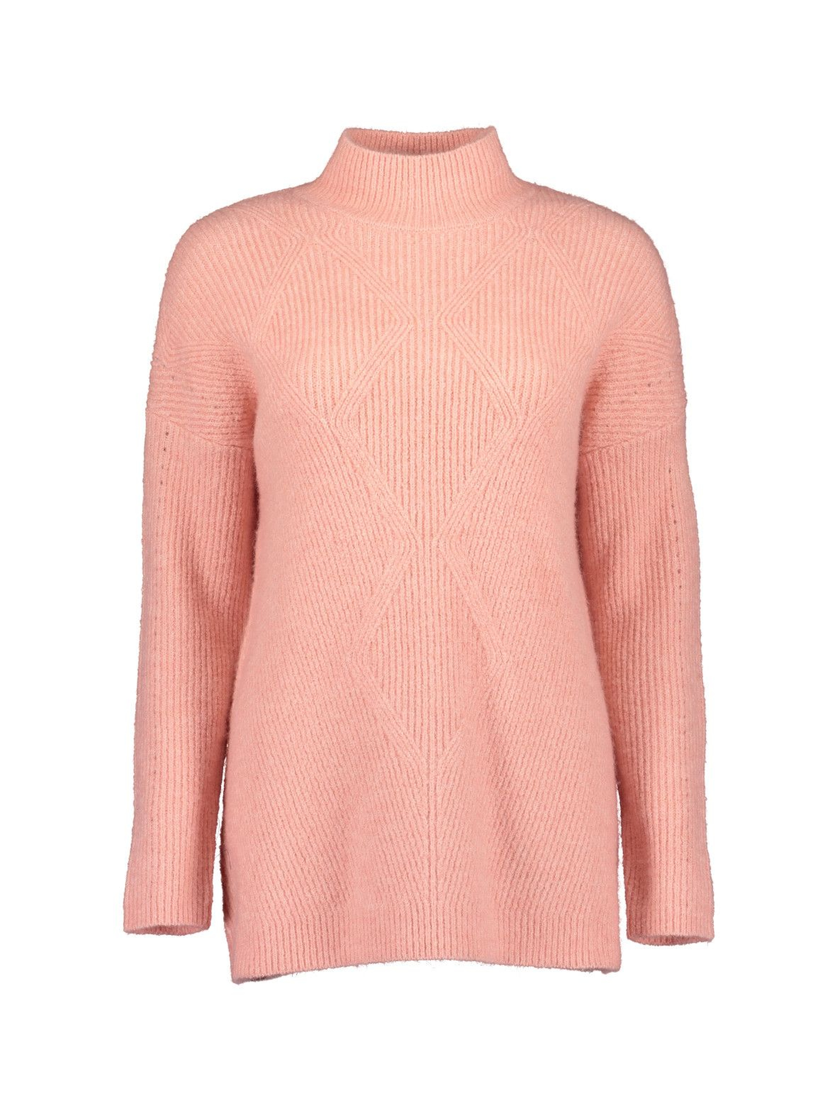 Damski sweter z dzianiny  - różowy