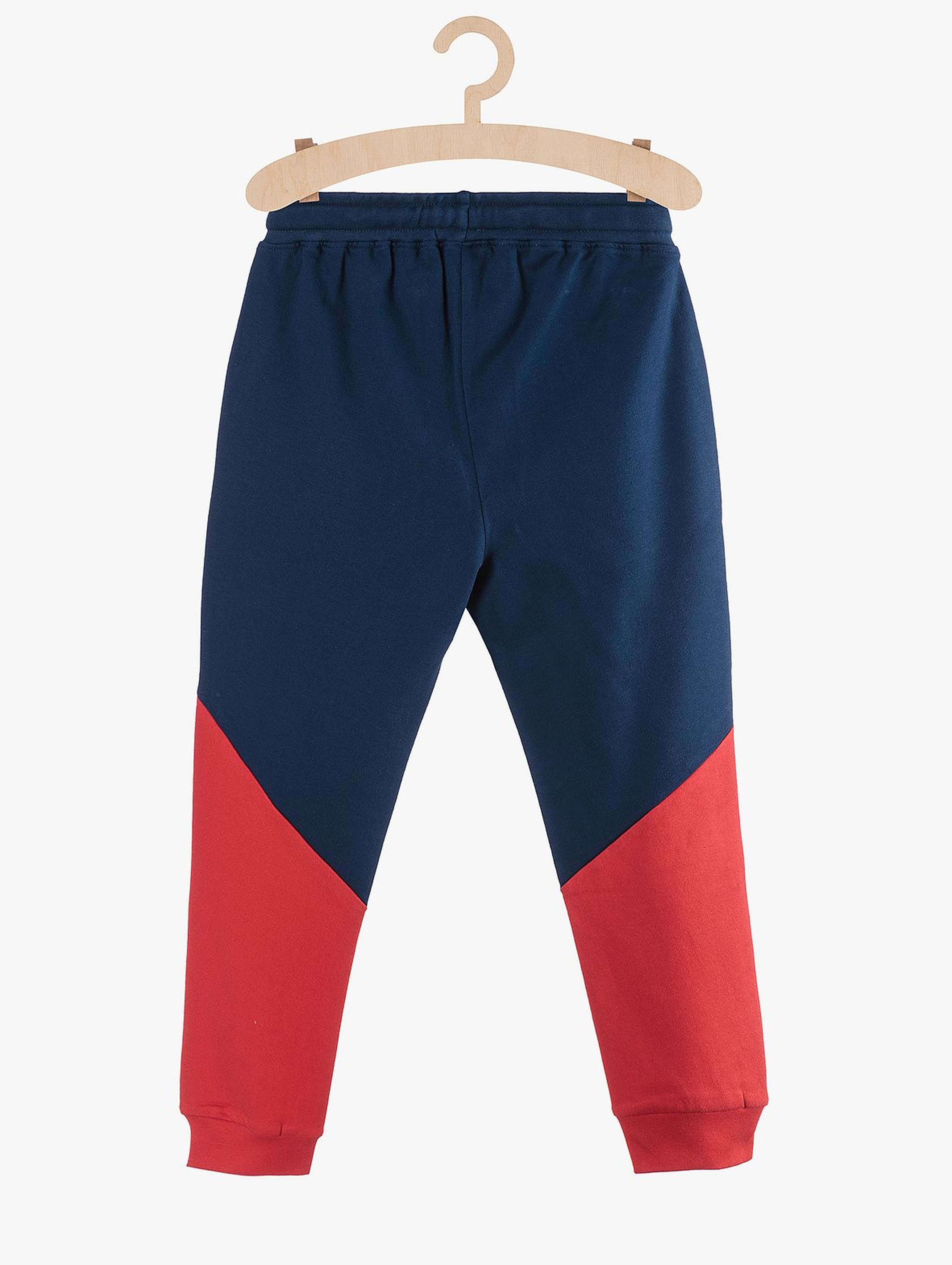 Dresowe spodnie dla chłopca- granatowo czerwone
