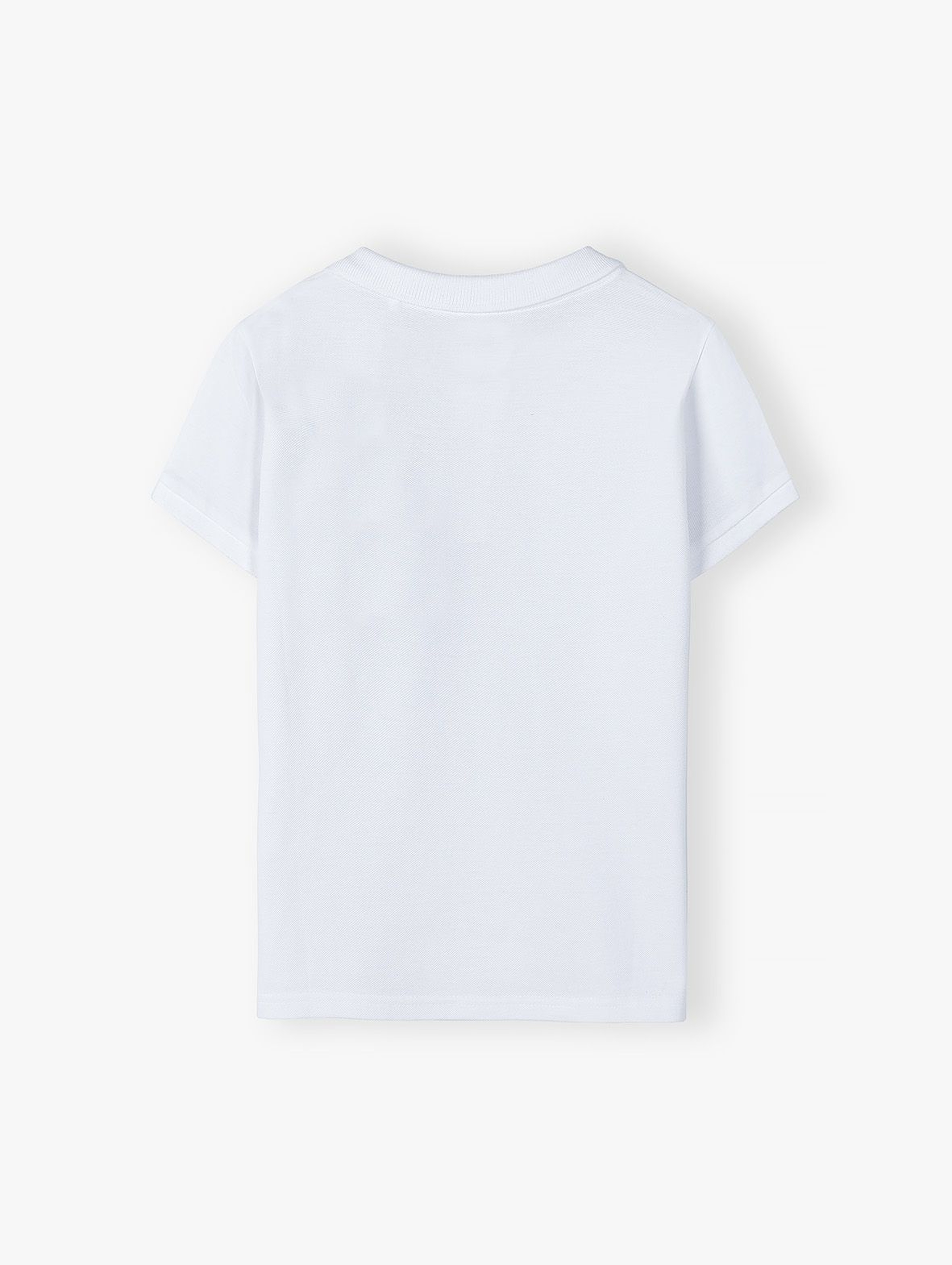 Elegancki bawełniany t-shirt z kołnierzykiem i guziczkami - biały