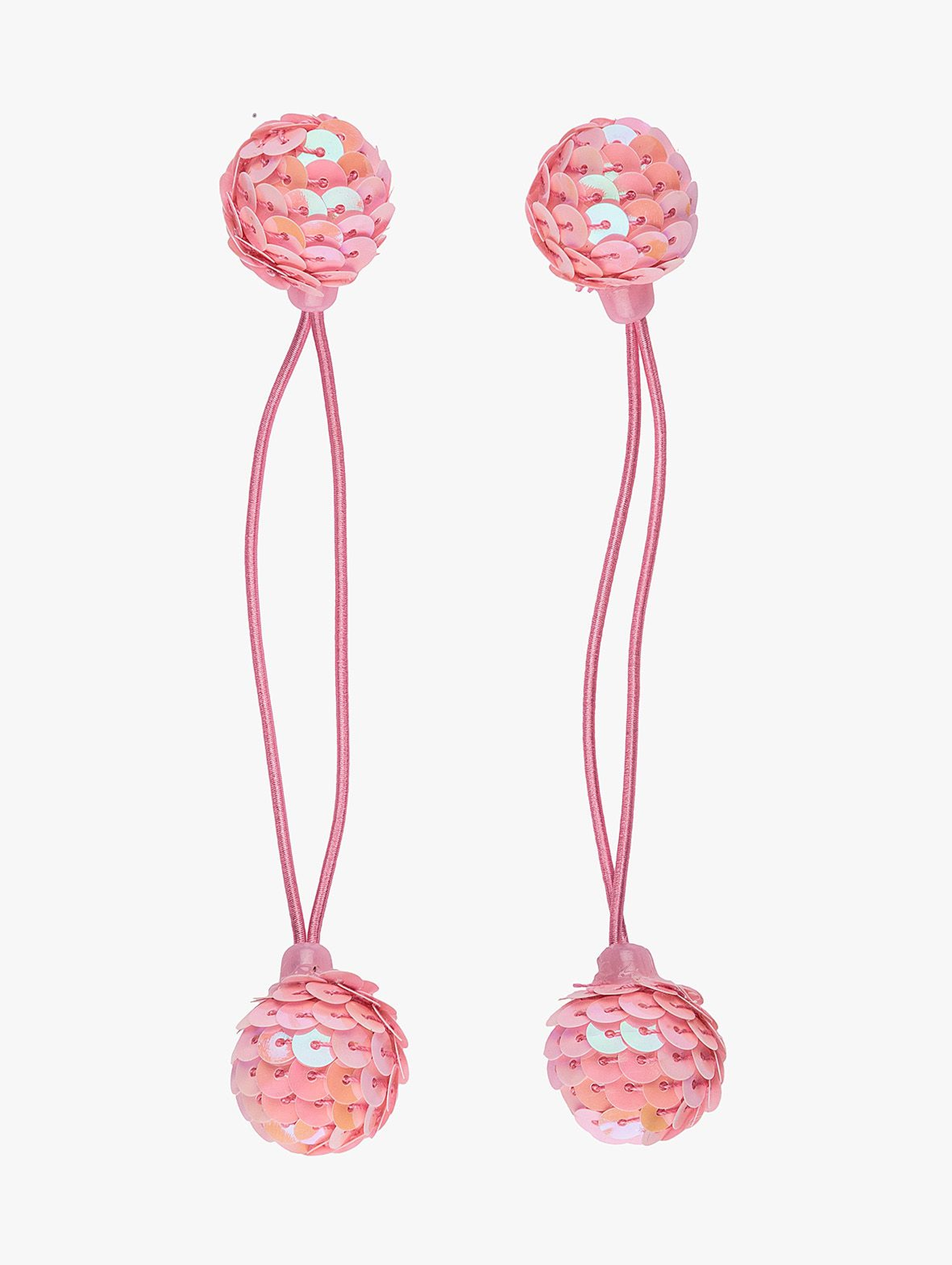 Różowe gumki do włosów z cekinowymi kulkami