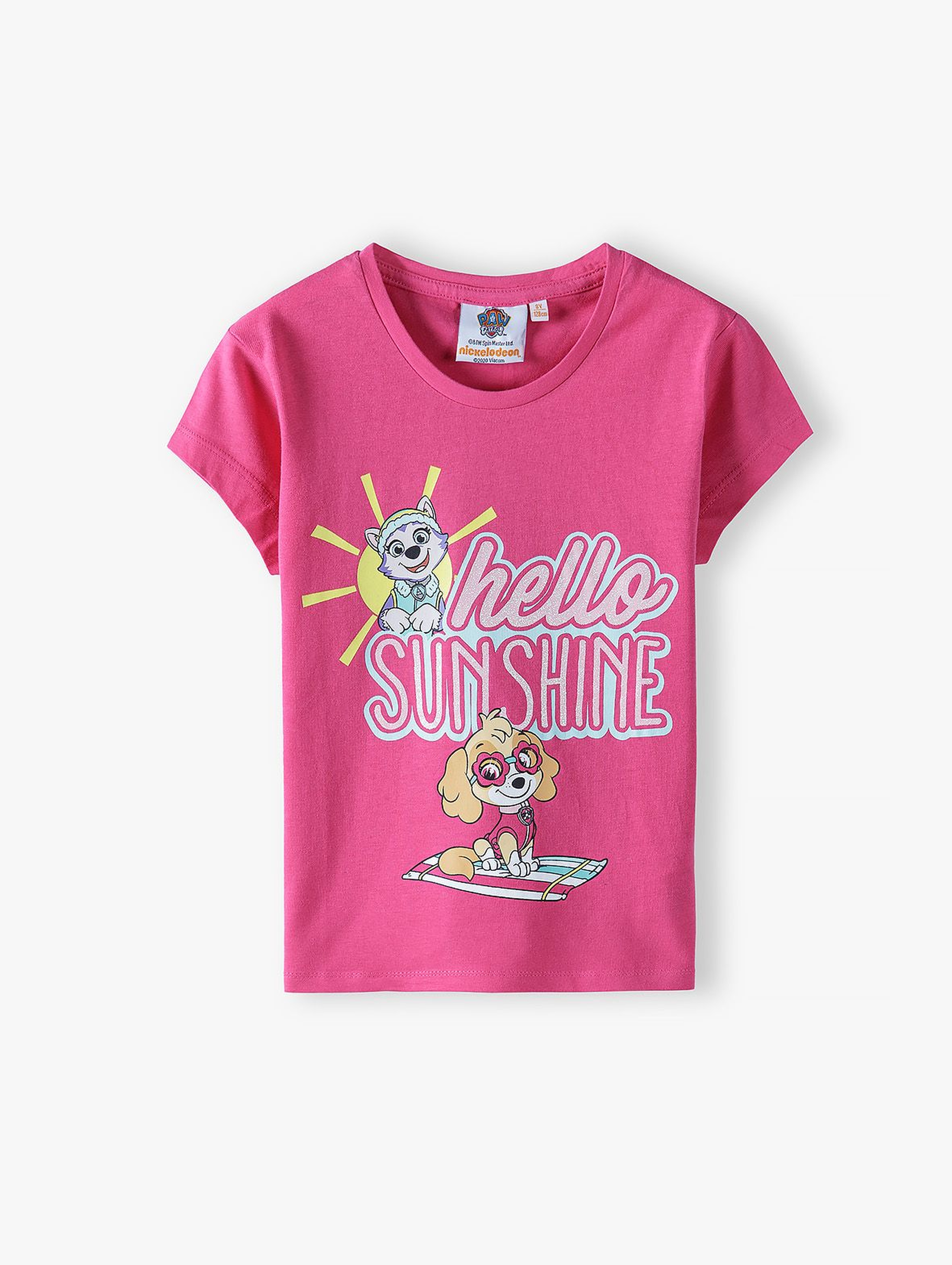 T-shirt dziewczęcy Psi  - różowy