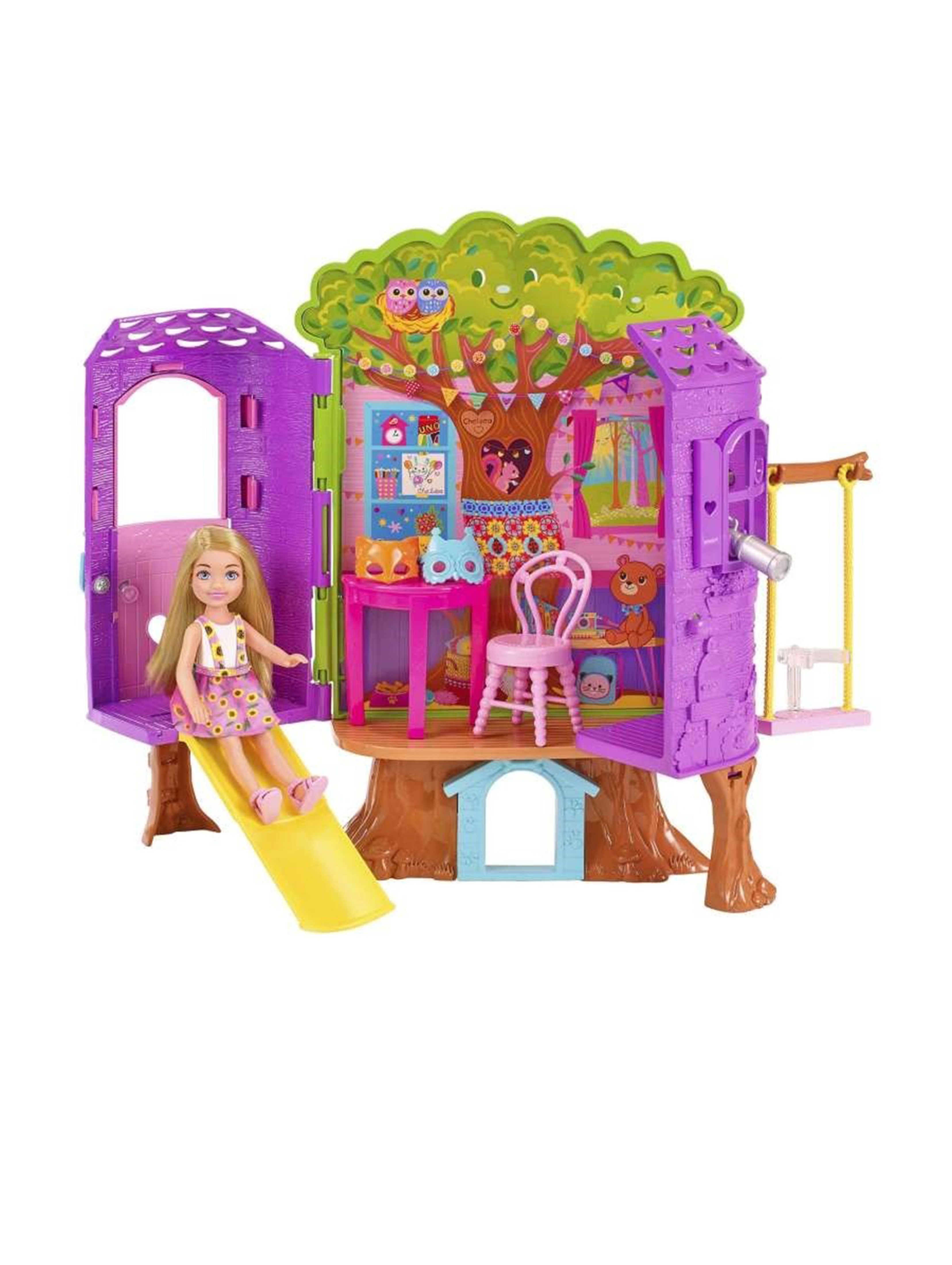 Lalka Barbie Chelsea Domek na drzewie + akcesoria