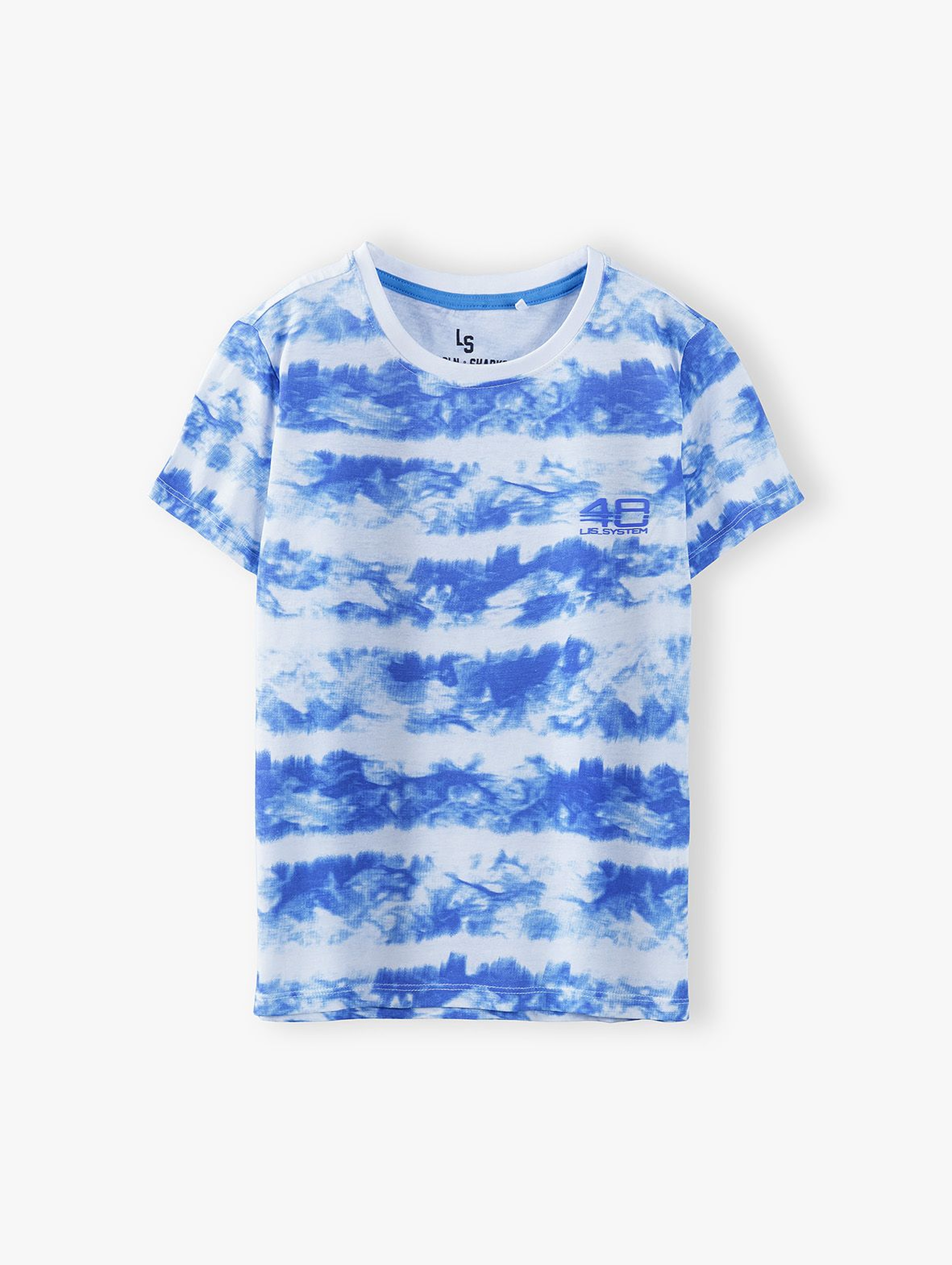T-shirt chłopięcy bawełniany- biało- niebieski