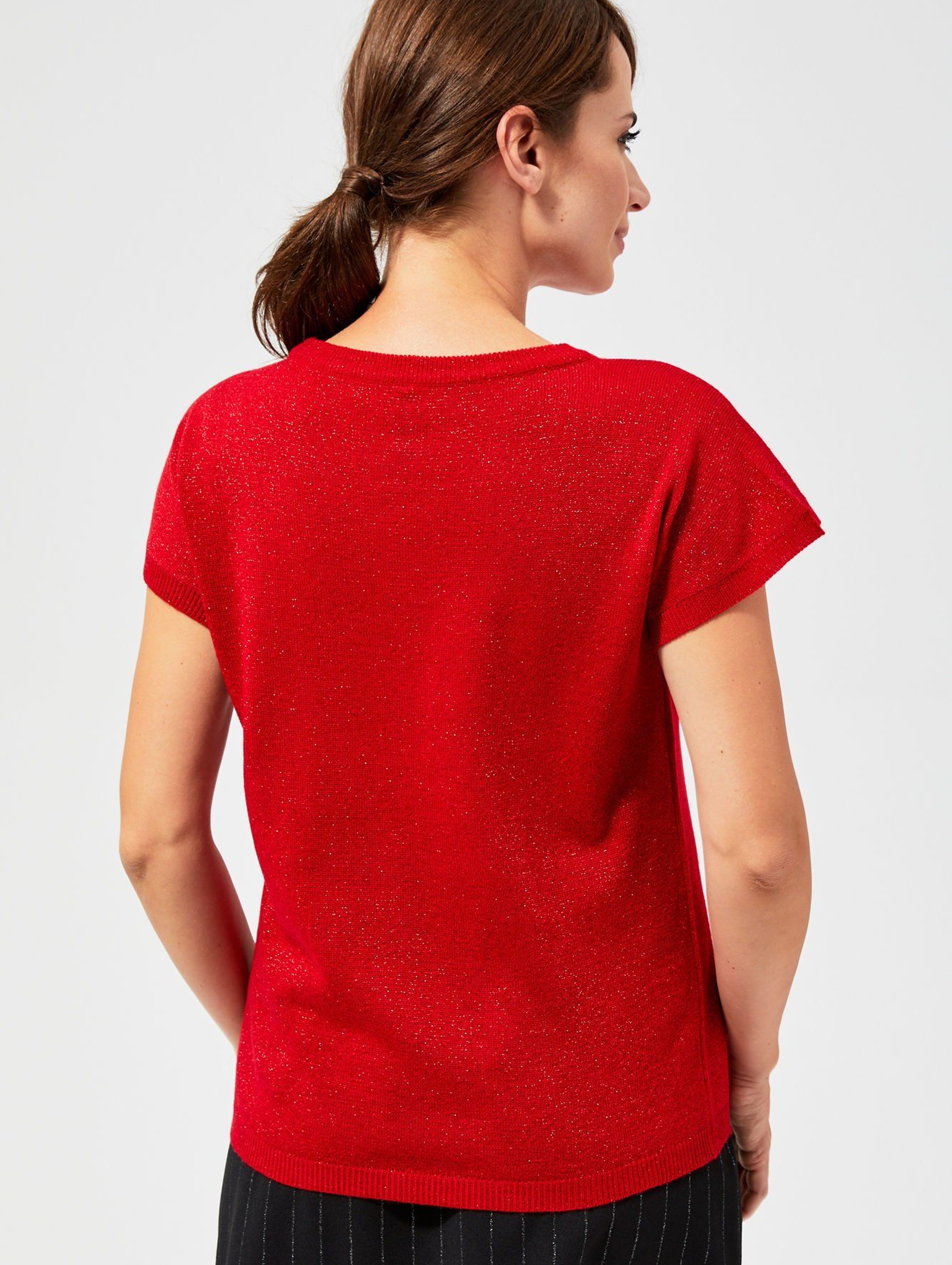 Sweter z metaliczną nitką  - czerwony