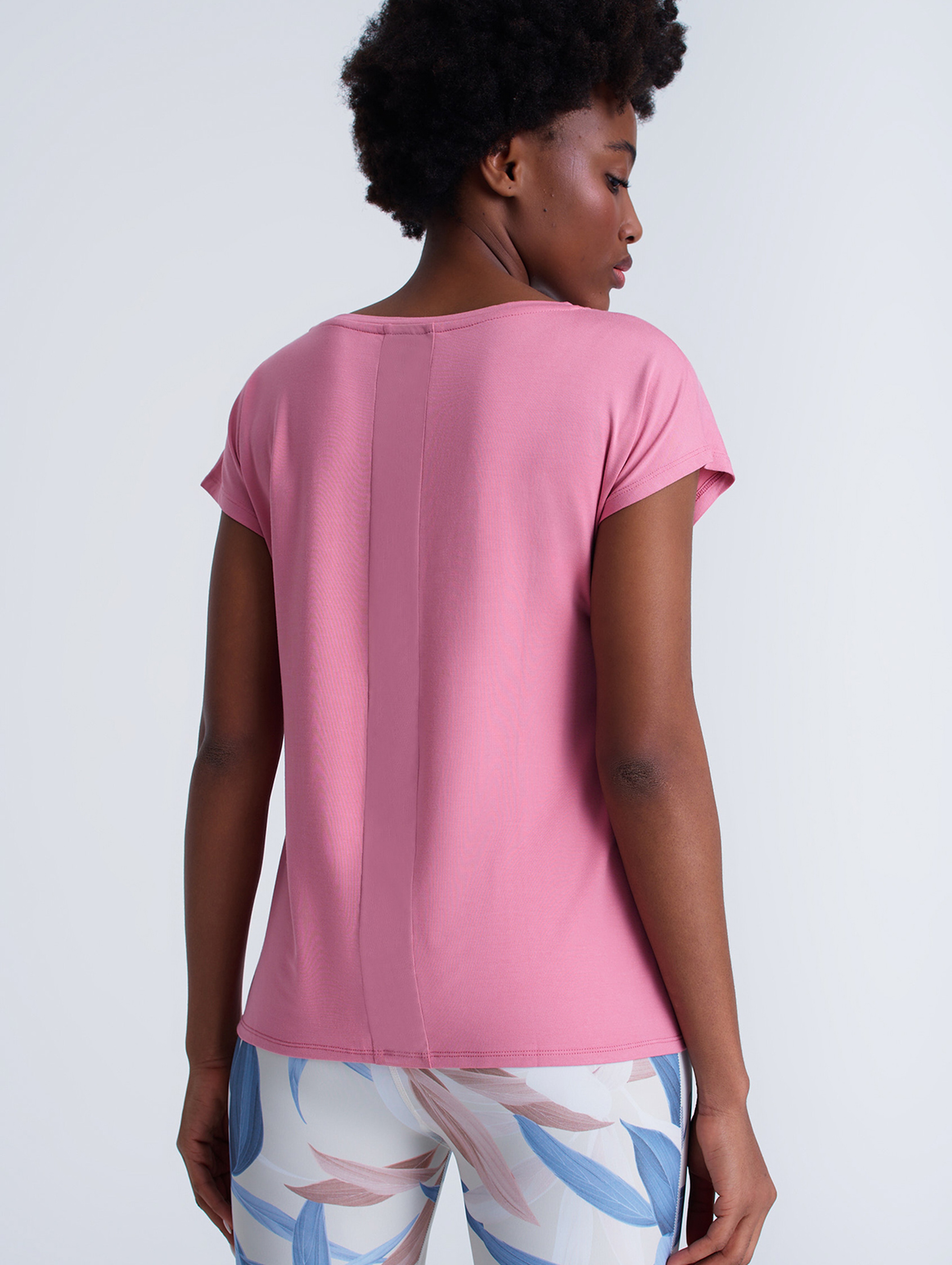 Koszulka damska z przezroczystymi wstawkami rożowa